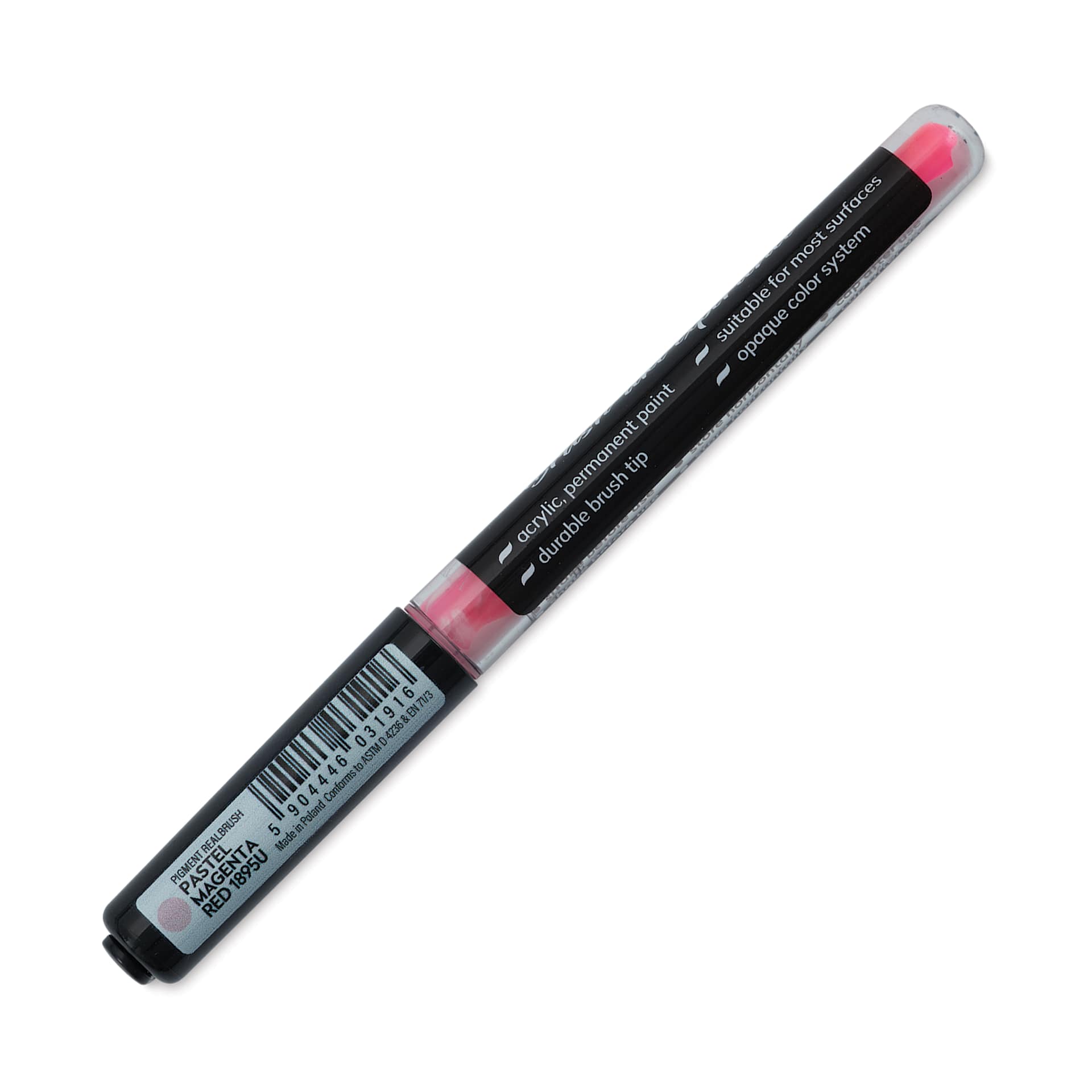 Karin Realbrush Pigment Marker - Pastel Magenta Red, marker barrel showing details