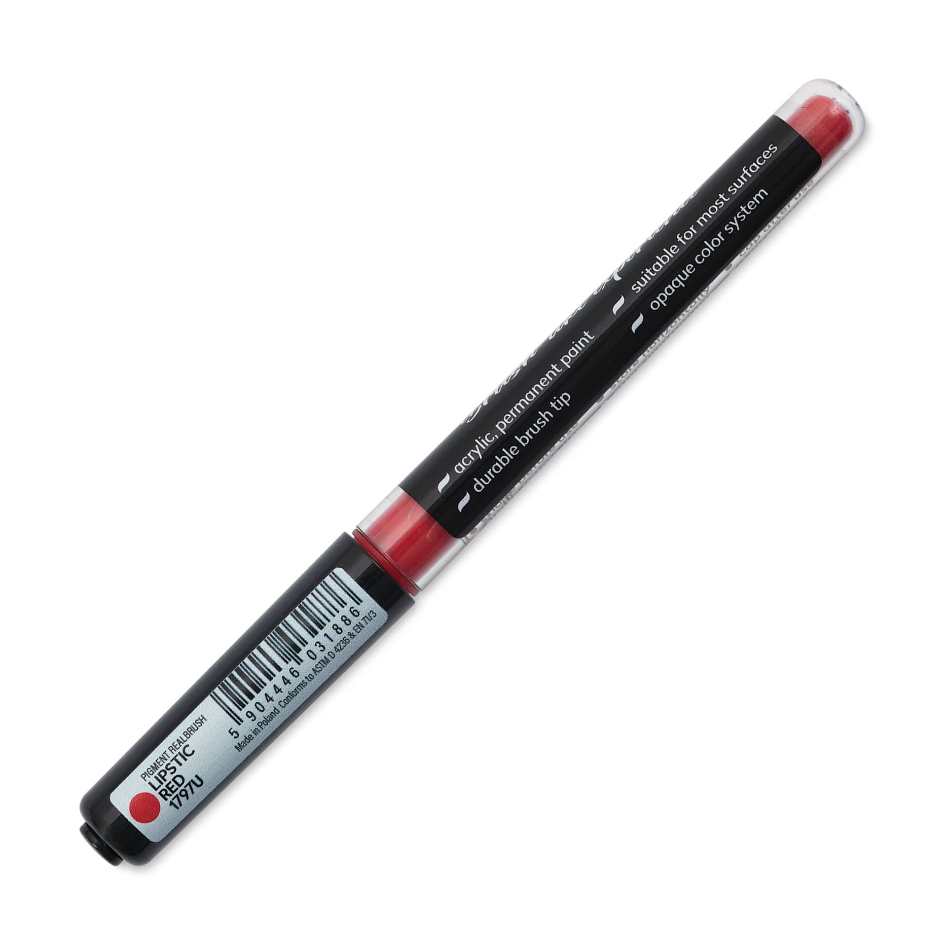 Karin Realbrush Pigment Marker - Lipstick Red, marker barrel showing details