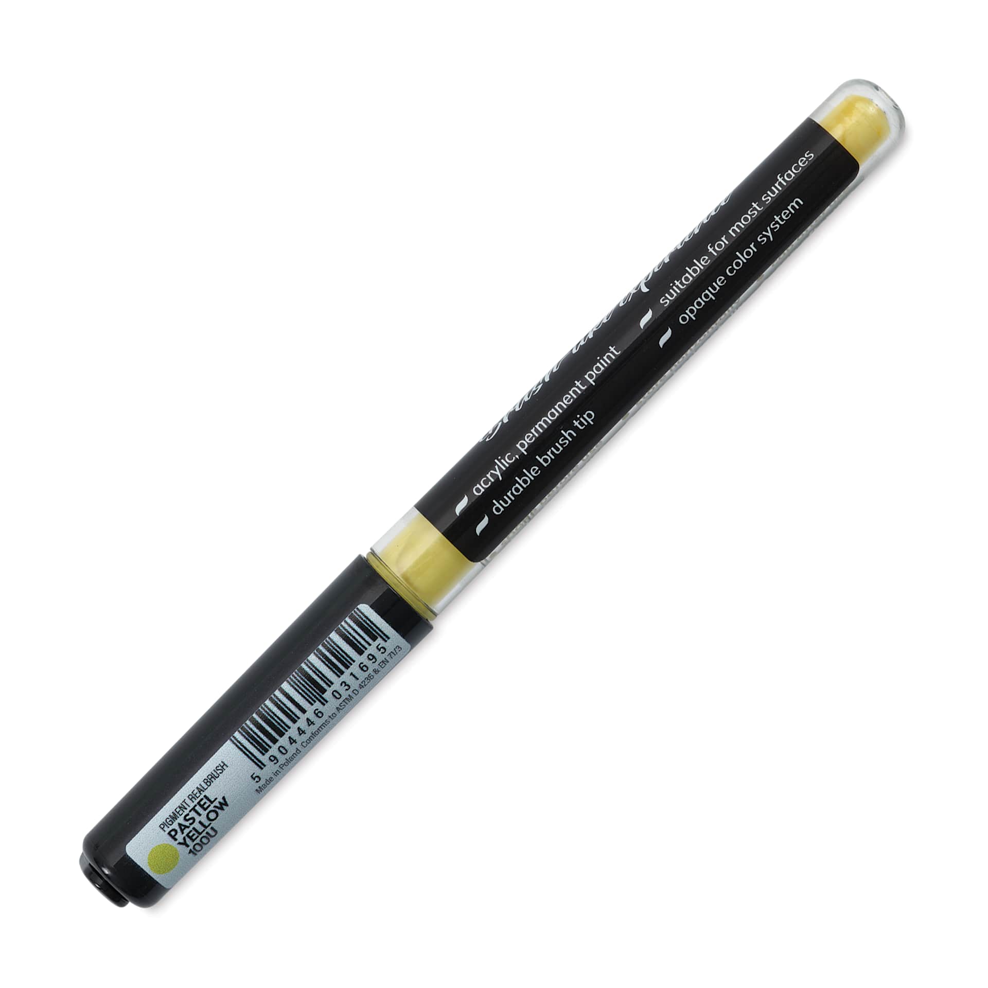 Karin Realbrush Pigment Marker - Pastel Yellow, marker barrel showing details