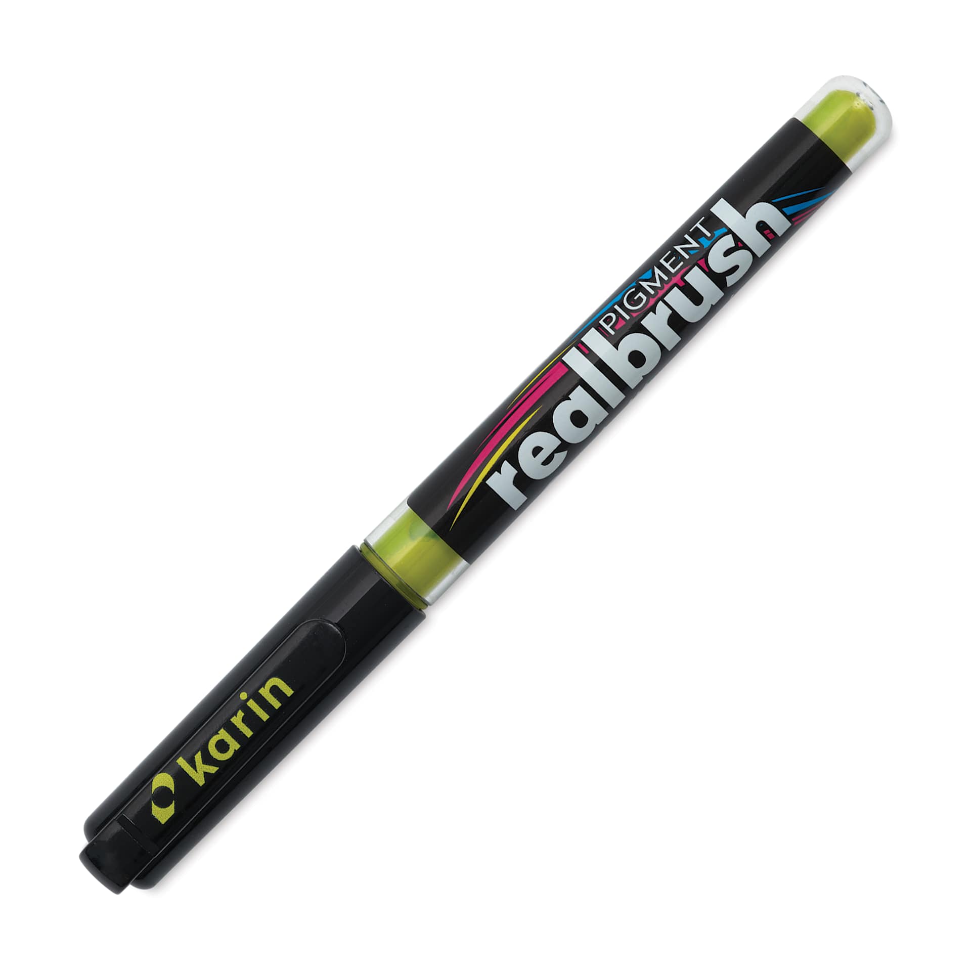 Karin Realbrush Pigment Marker - Sulphur Yellow, cap on