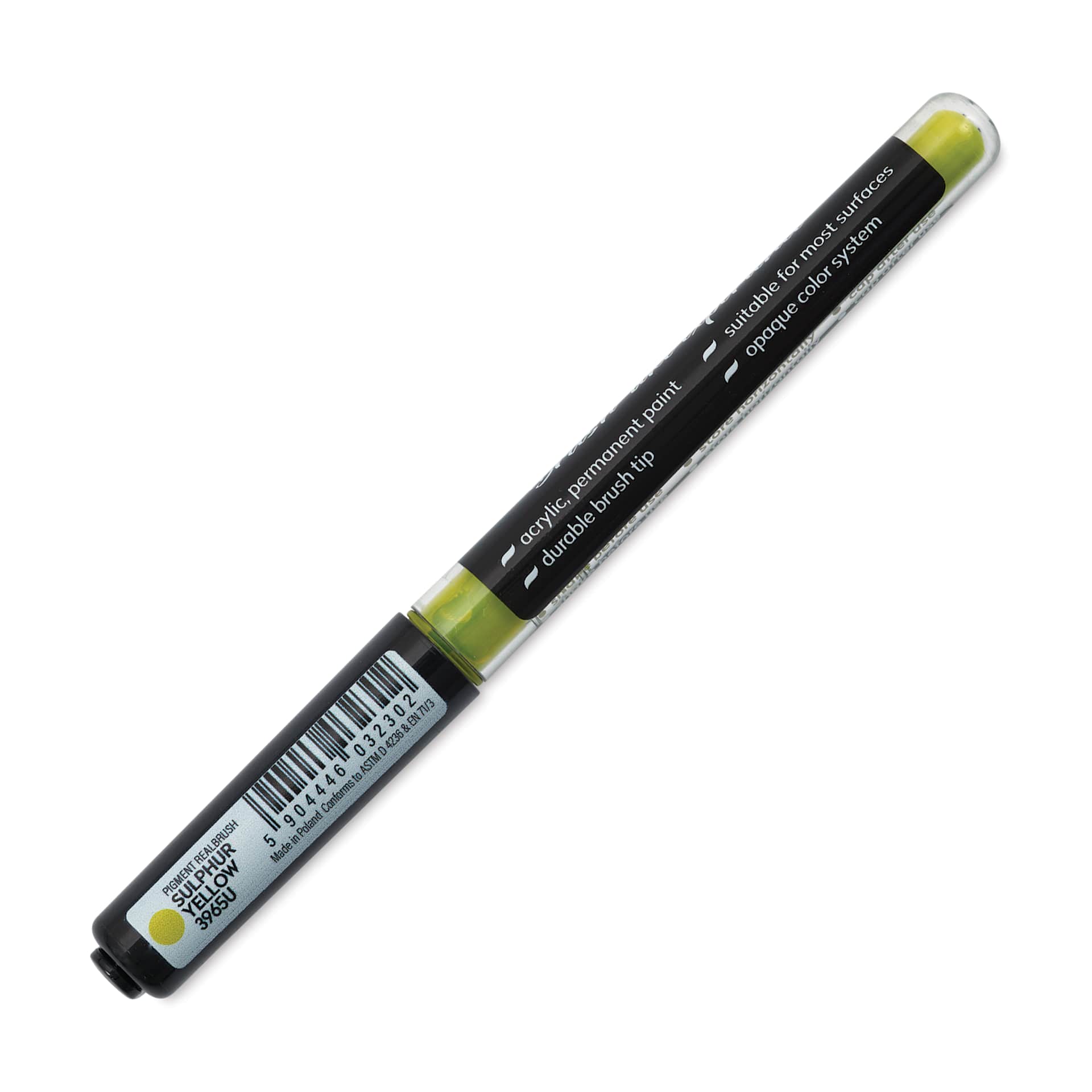 Karin Realbrush Pigment Marker - Sulphur Yellow, marker barrel showing details