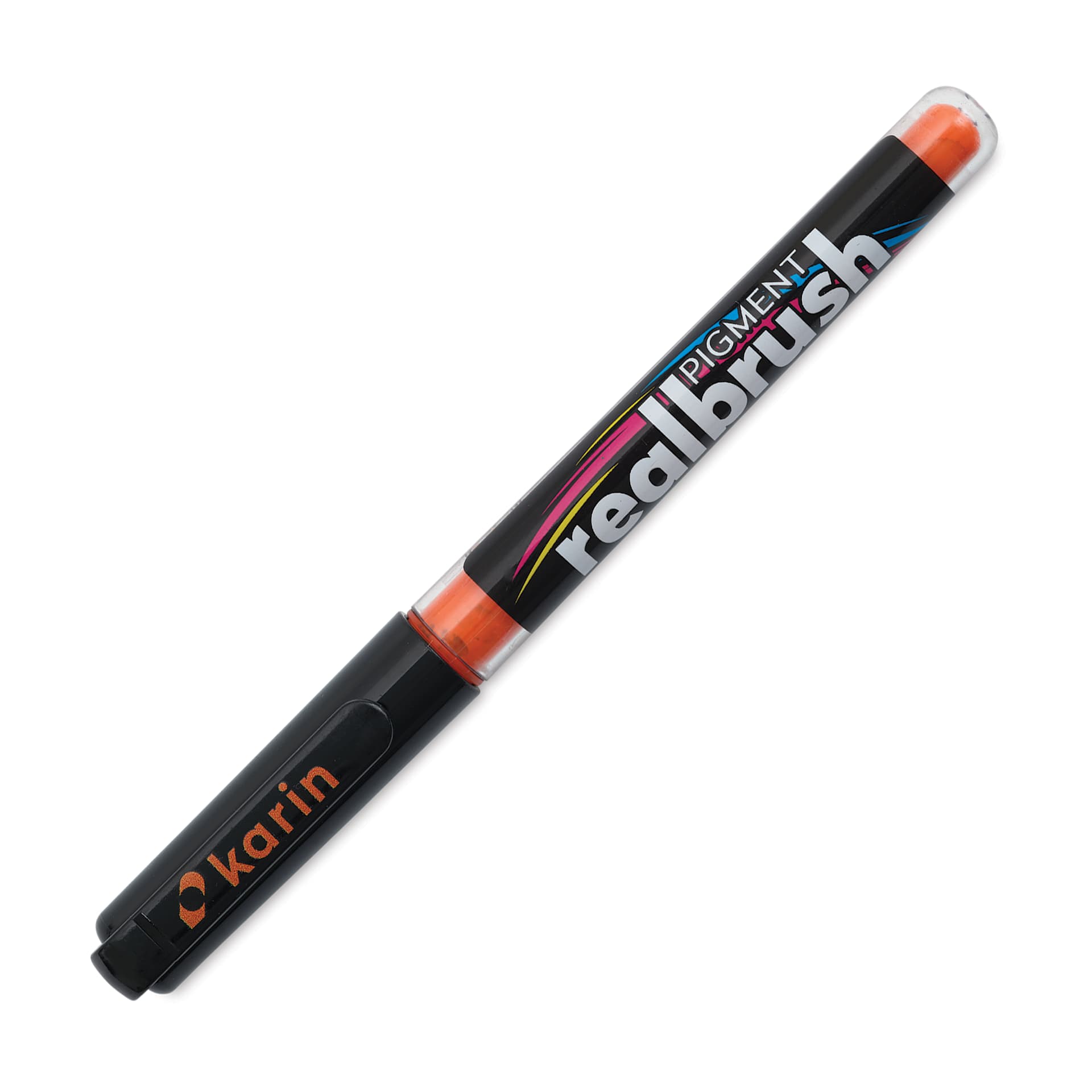 Karin Realbrush Pigment Marker - Bright Orange, cap on