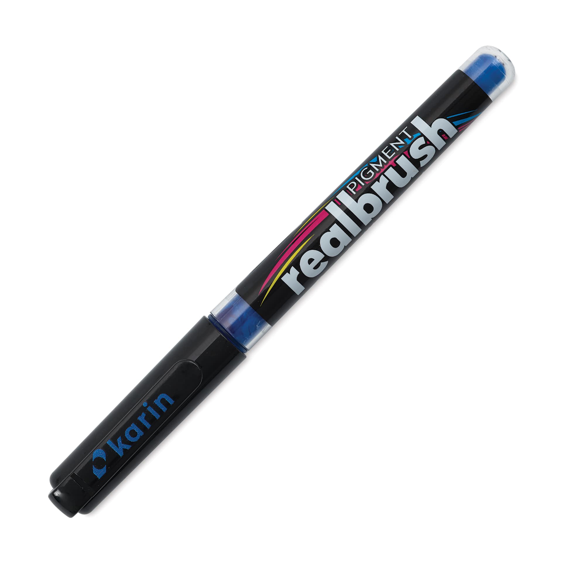 Karin Realbrush Pigment Marker - True Blue, cap on