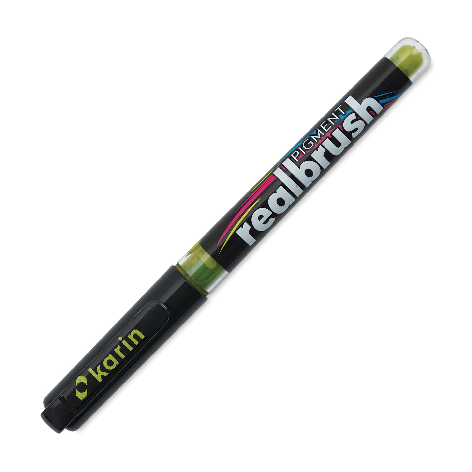 Karin Realbrush Pigment Marker - Lime Green, cap on