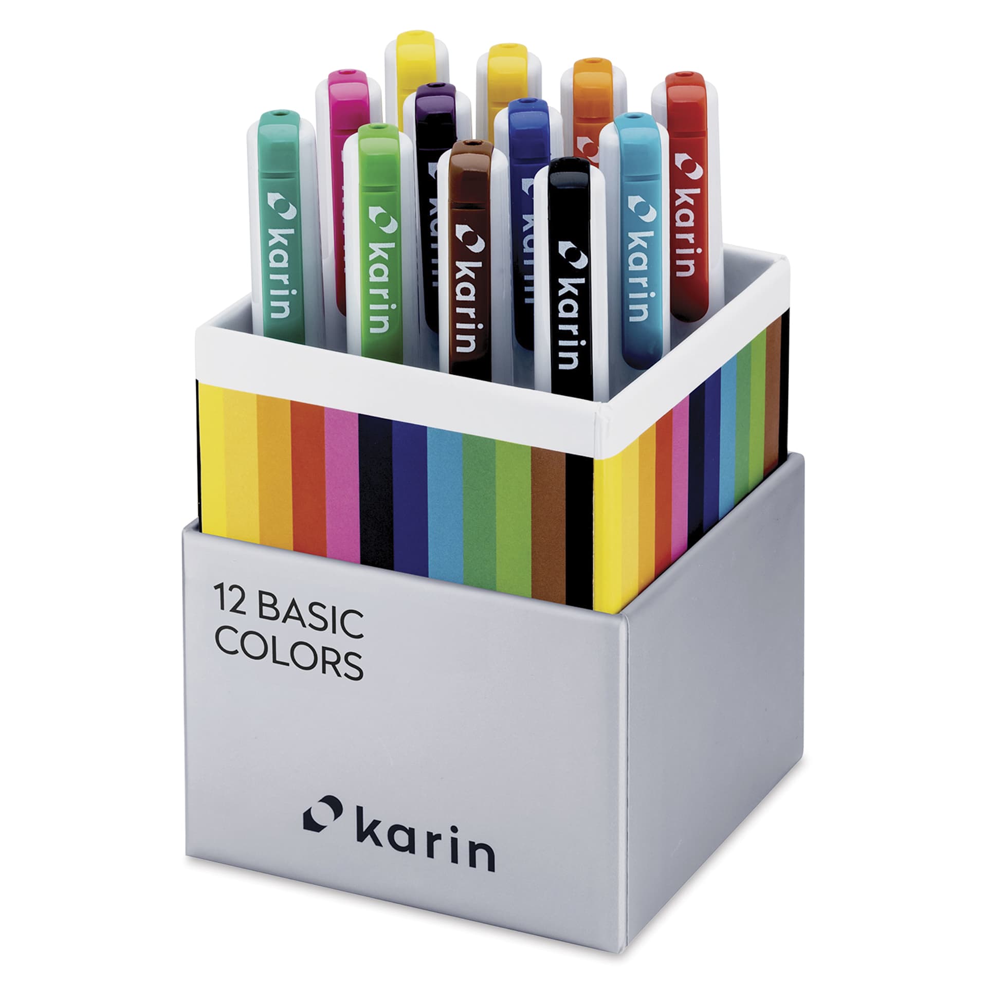 Karin Realbrush Pro Markers - Basic Colors, Set of 12, open box
