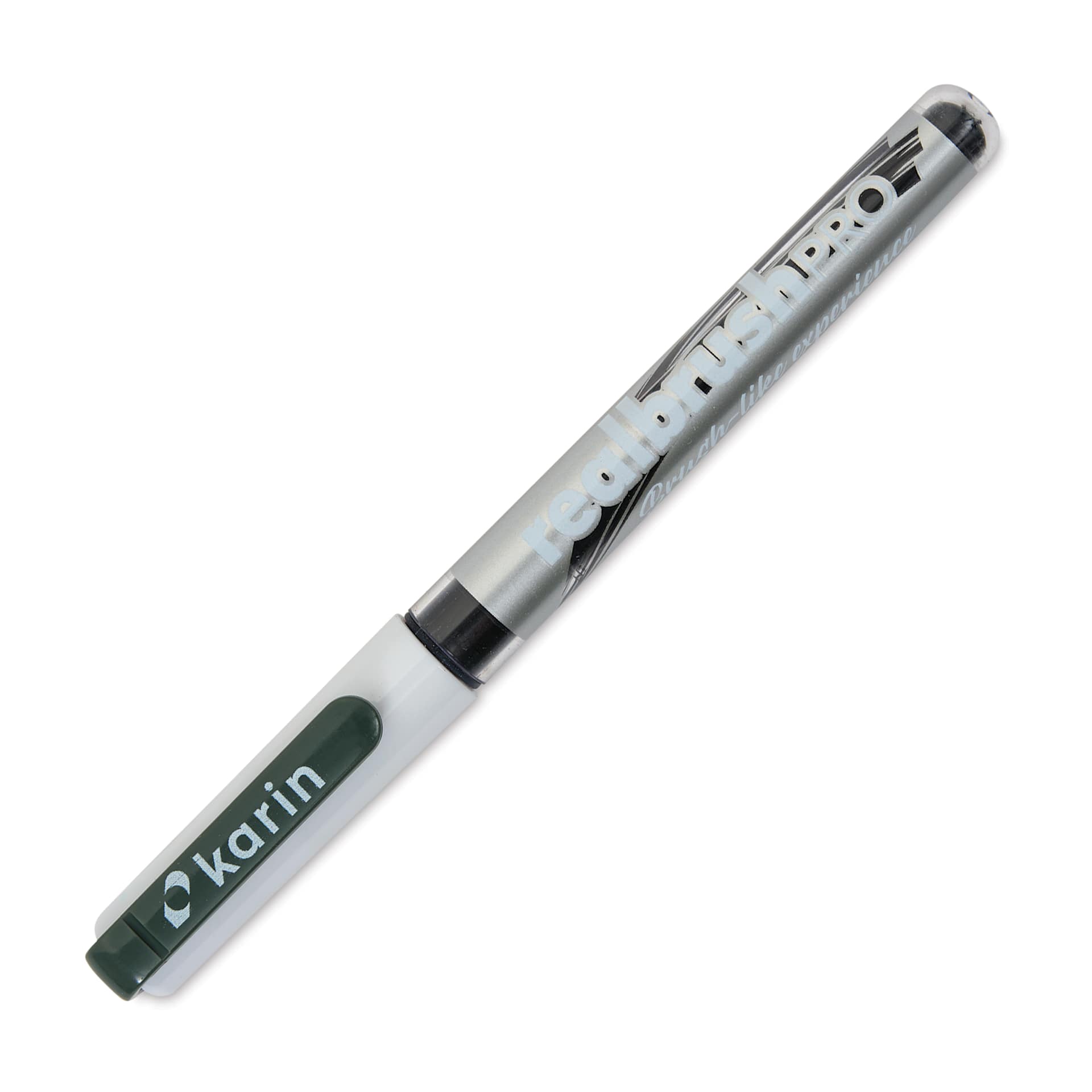 Karin Realbrush Pro Marker - Olive Black, 4 mm, Brush Tip, cap on