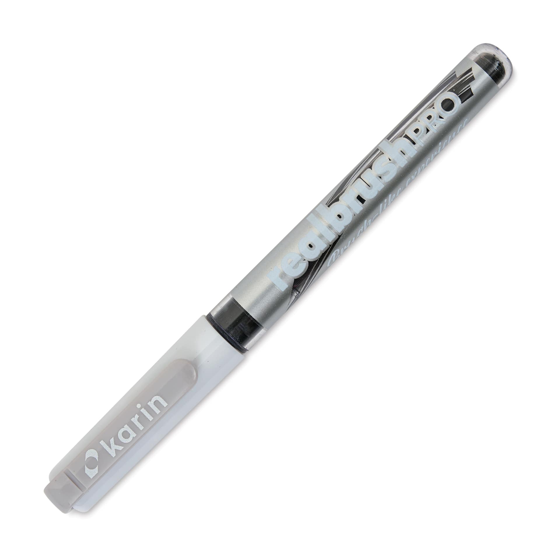 Karin Realbrush Pro Marker - Warm Grey 1, 4 mm, Brush Tip, cap on