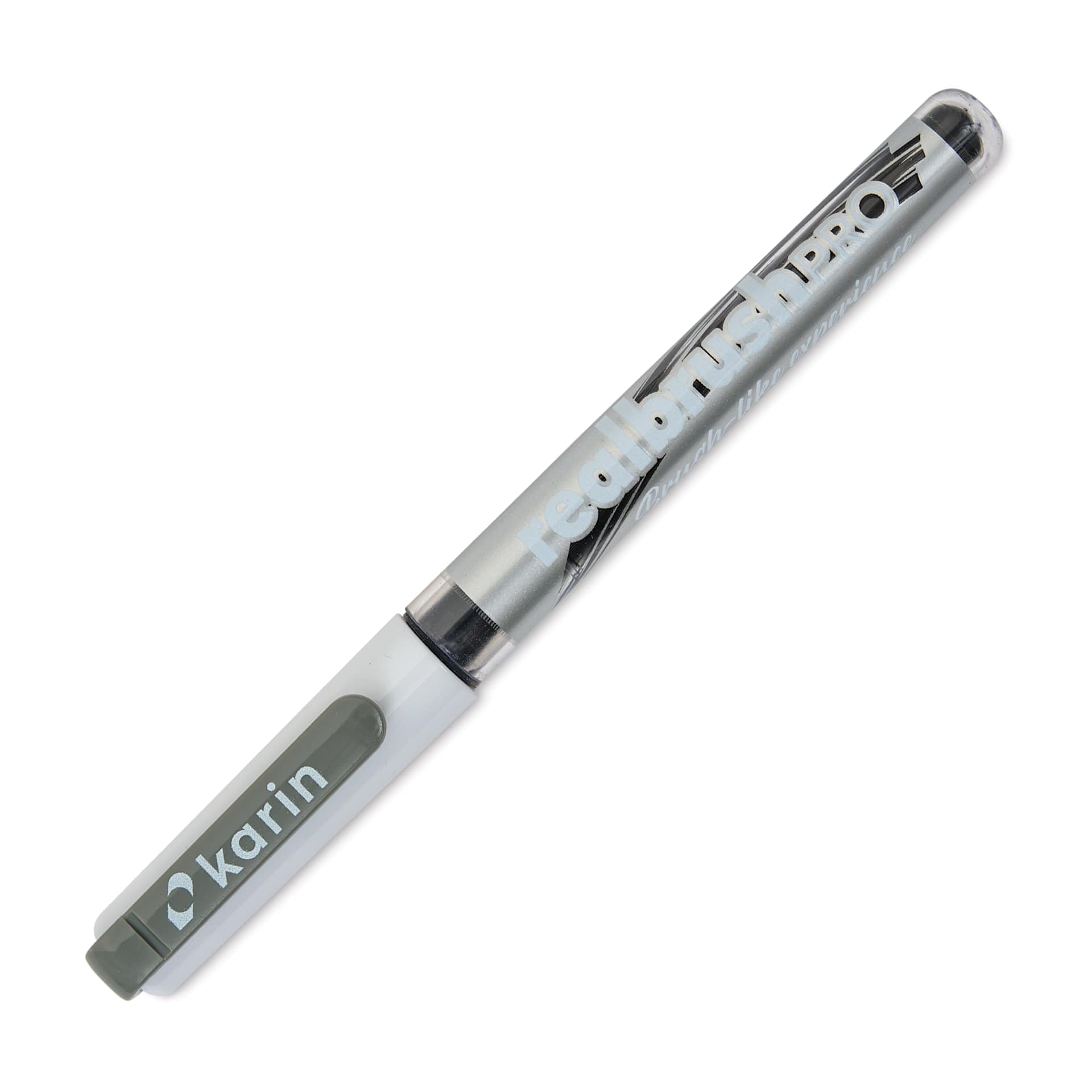 Karin Realbrush Pro Marker - Cool Grey 3, 4 mm, Brush Tip, cap on