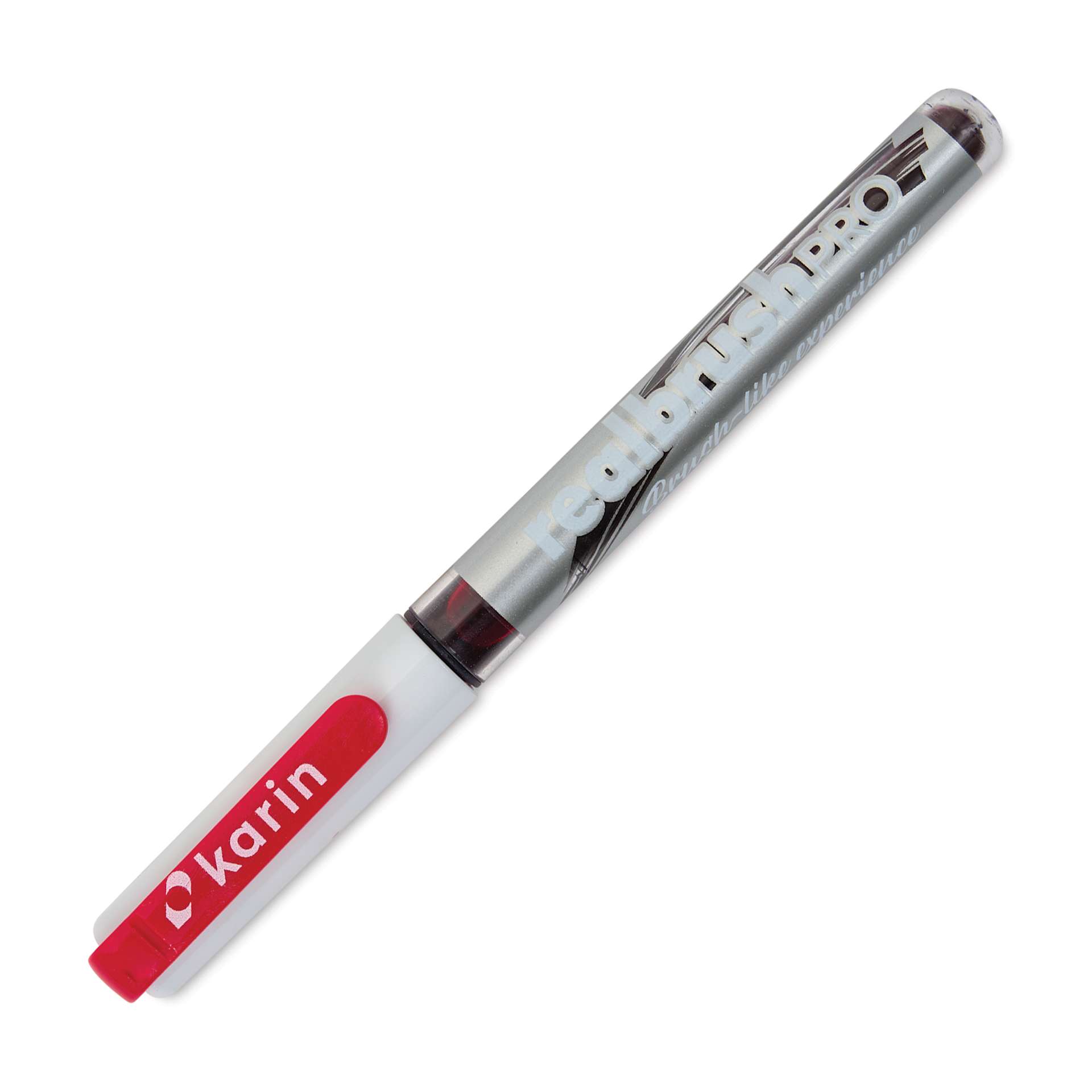 Karin Realbrush Pro Marker - Magenta Red, 4 mm, Brush Tip, cap on