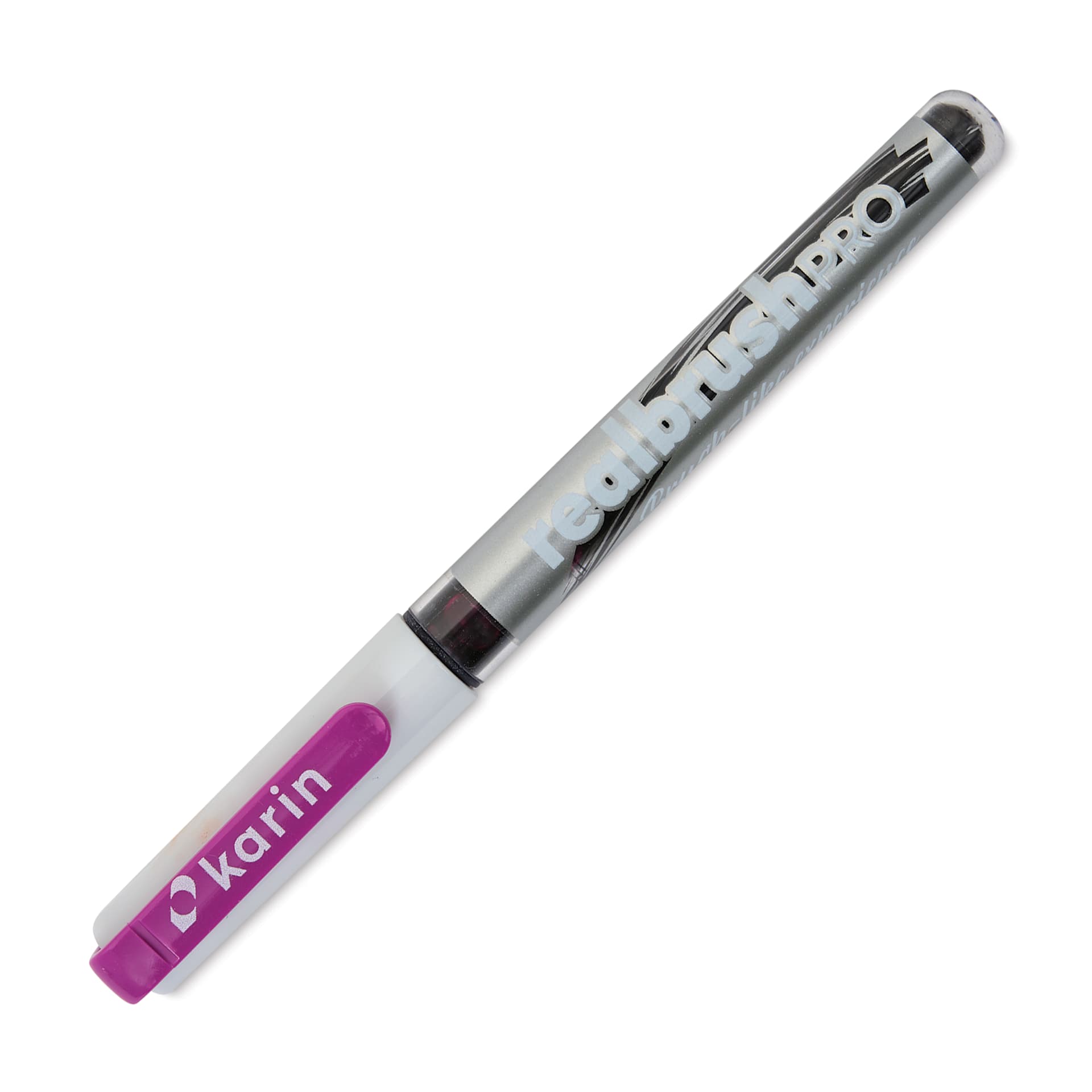 Karin Realbrush Pro Marker - Red Lilac, 4 mm, Brush Tip, cap on