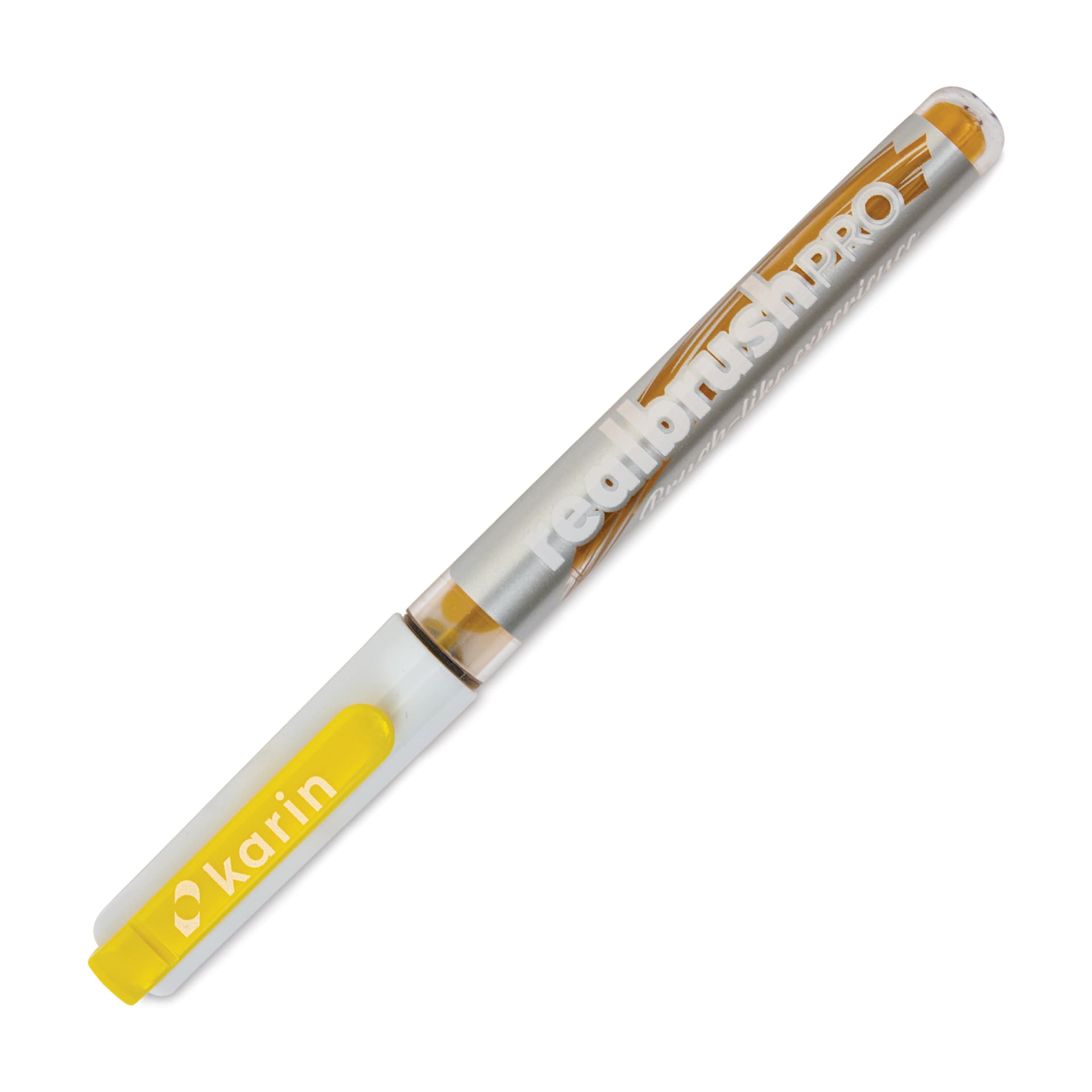 Karin Realbrush Pro Marker - Canary, 4 mm, Brush Tip, cap on