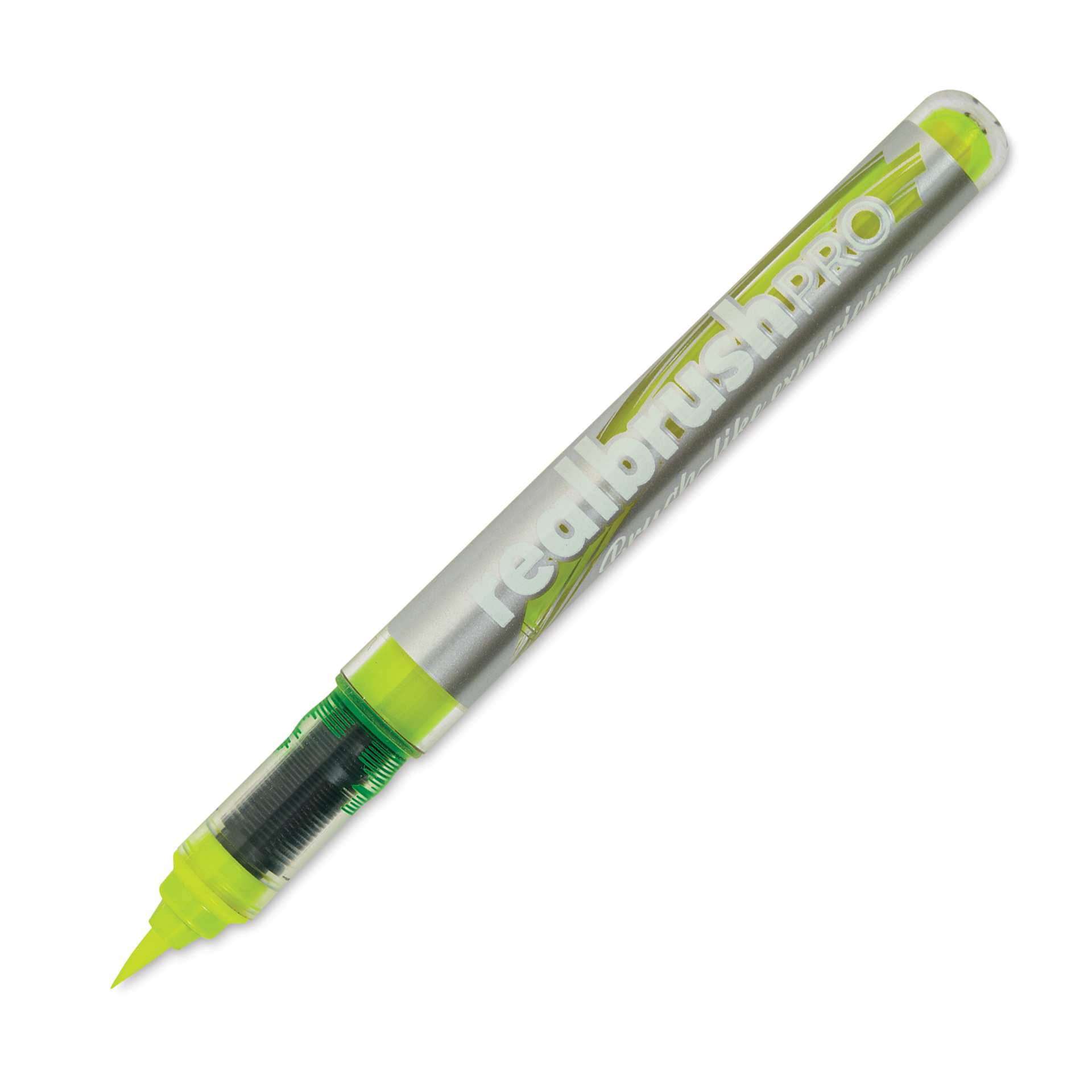 Karin Realbrush Pro Marker - Neon Yellow, 4 mm, Brush Tip, cap off