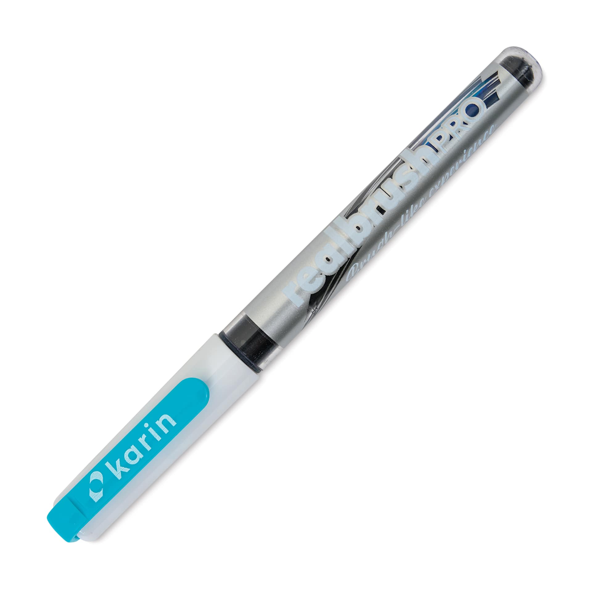 Karin Realbrush Pro Marker - Sky Blue, 4 mm, Brush Tip, cap on