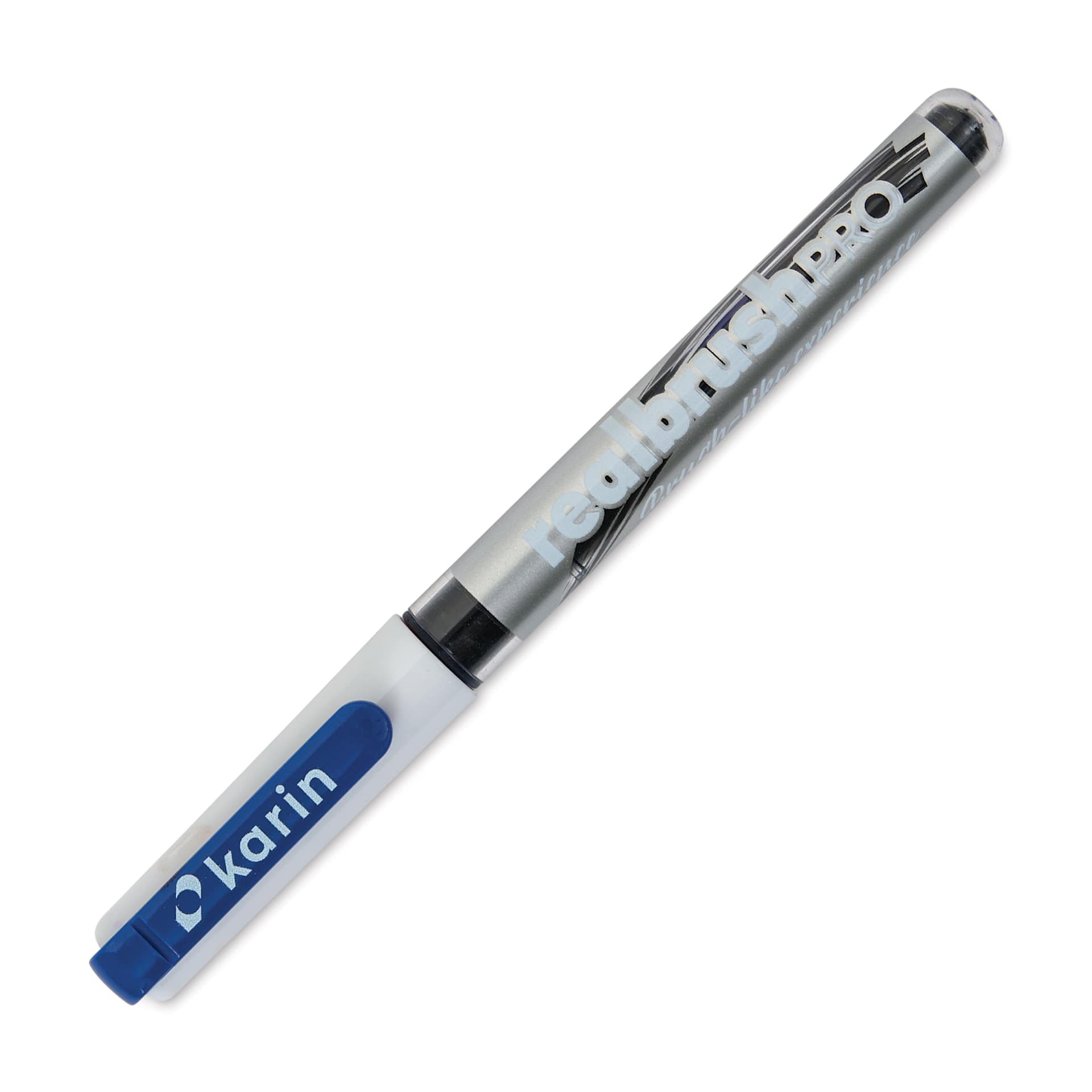 Karin Realbrush Pro Marker - Indigo Blue, 4 mm, Brush Tip, cap on