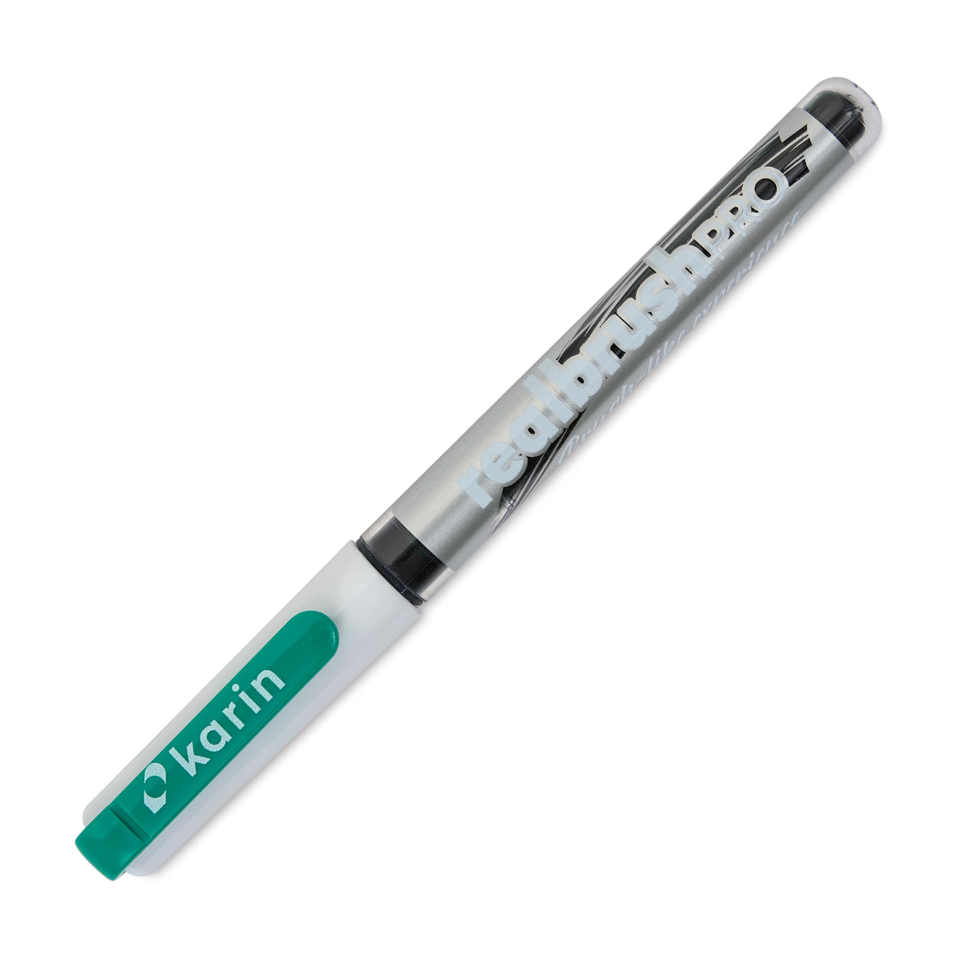 Karin Realbrush Pro Marker - Ocean Teal, 4 mm, Brush Tip, cap on