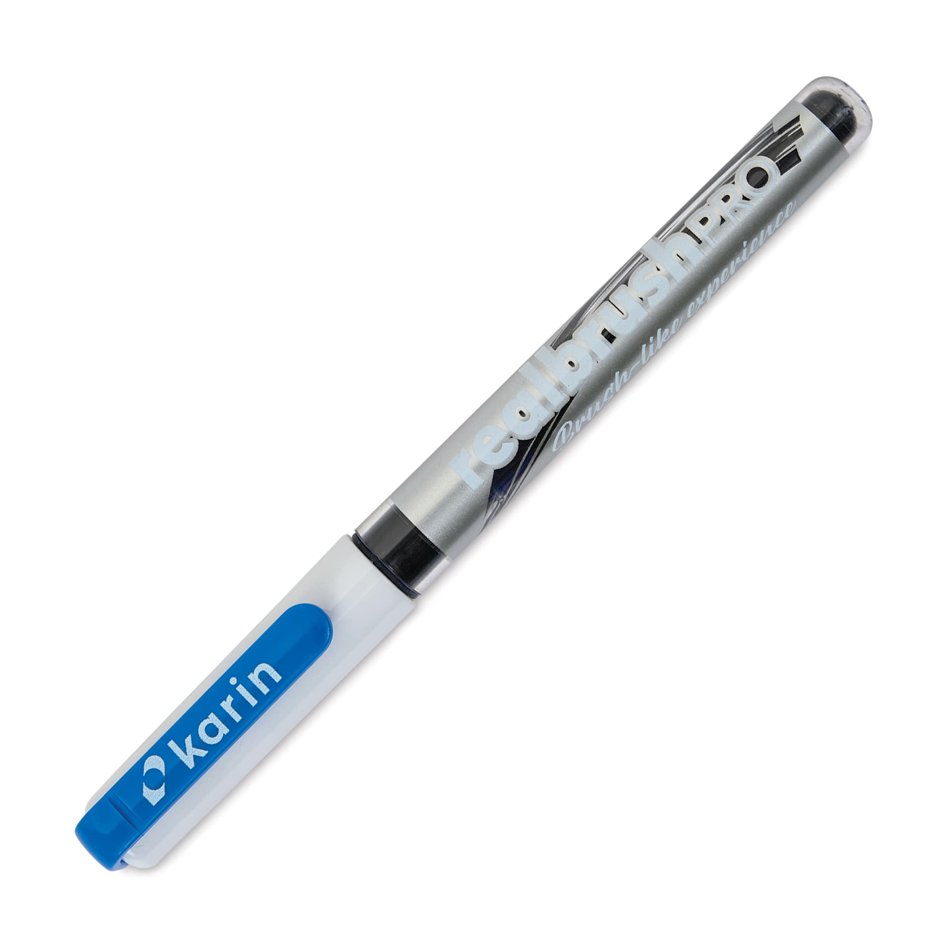 Karin Realbrush Pro Marker - Egyptian Blue, 4 mm, Brush Tip, cap on