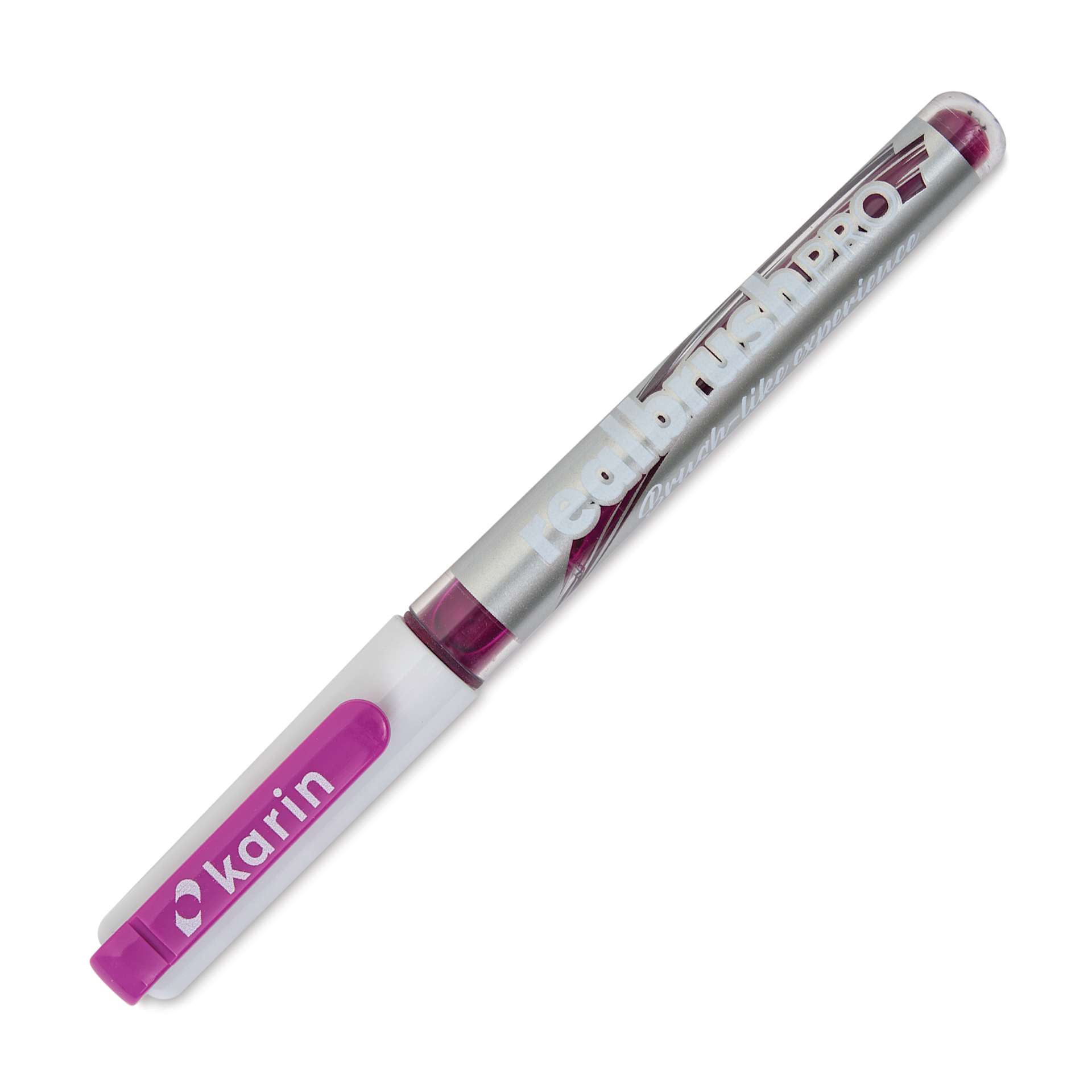 Karin Realbrush Pro Marker - Neon Red Lilac, 4 mm, Brush Tip, cap on