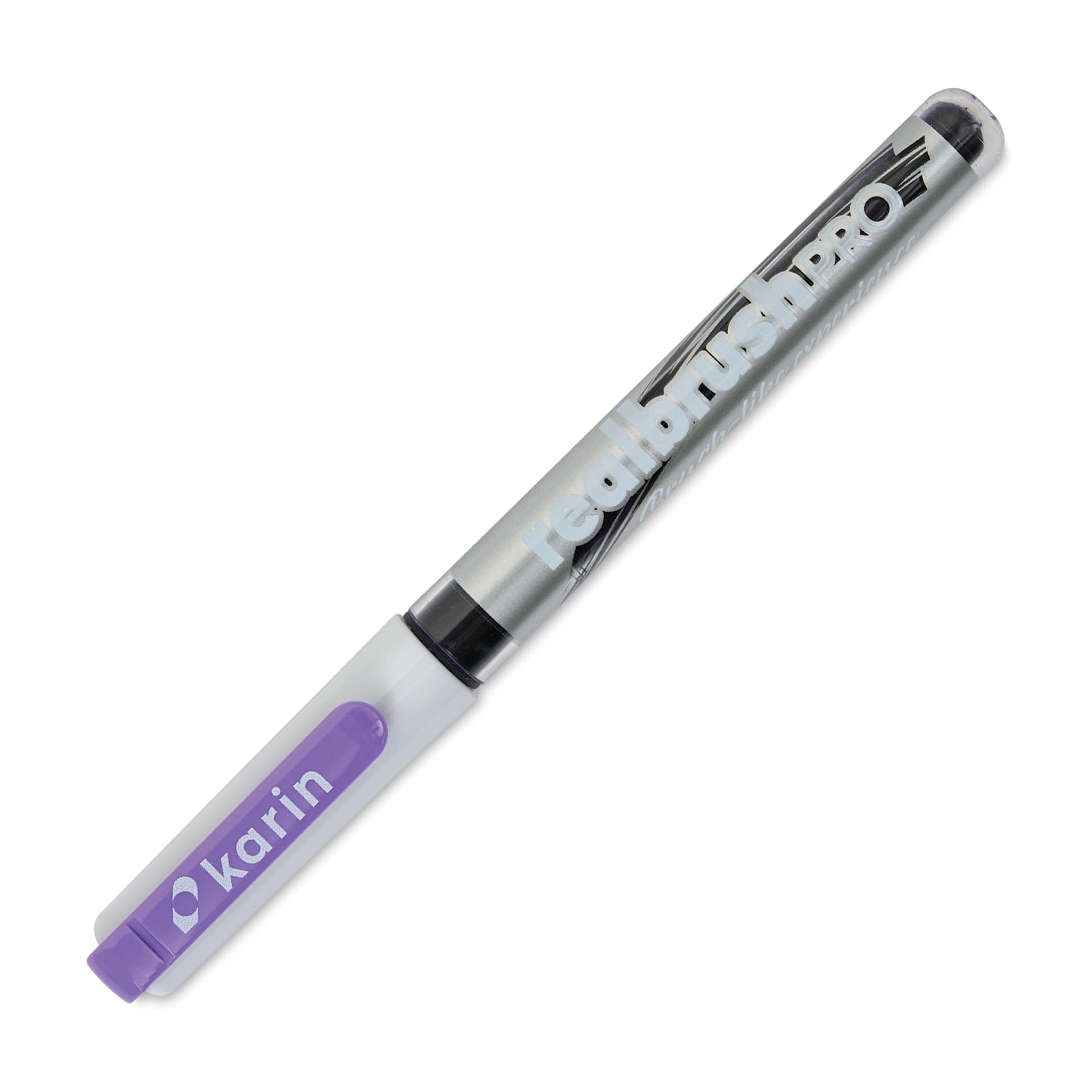 Karin Realbrush Pro Marker - Pale Violet, 4 mm, Brush Tip, cap on
