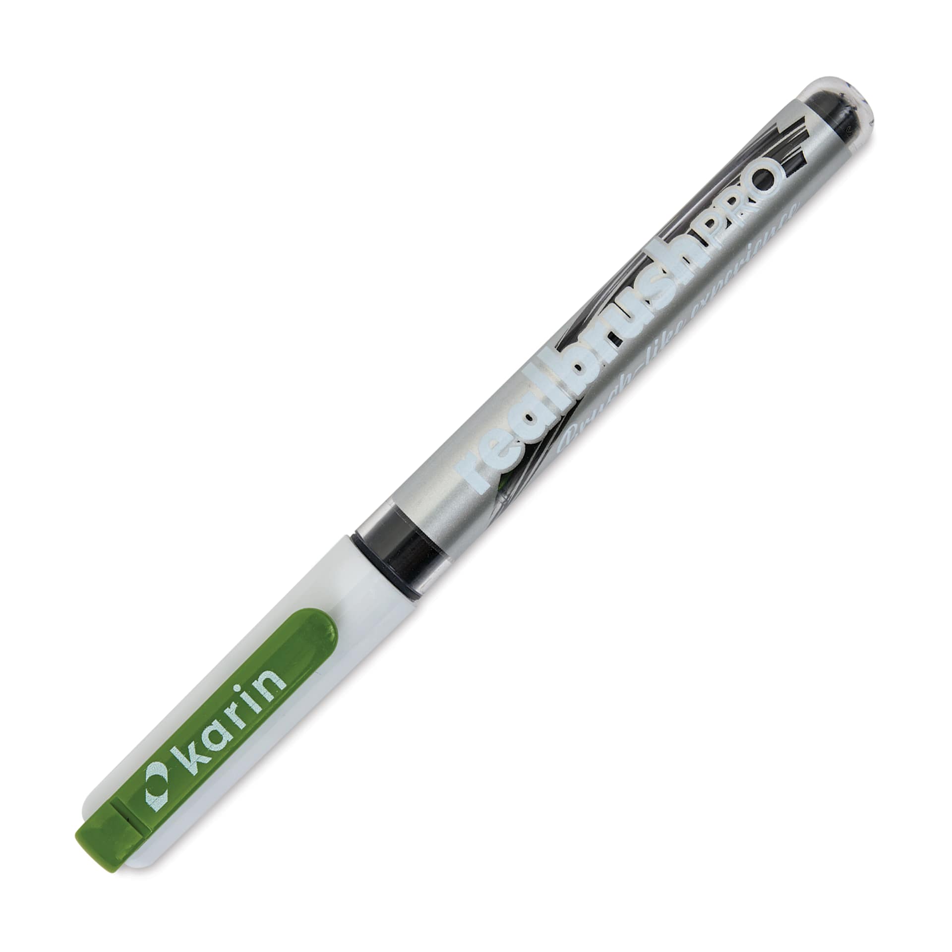 Karin Realbrush Pro Marker - Olive Green, 4 mm, Brush Tip, cap on