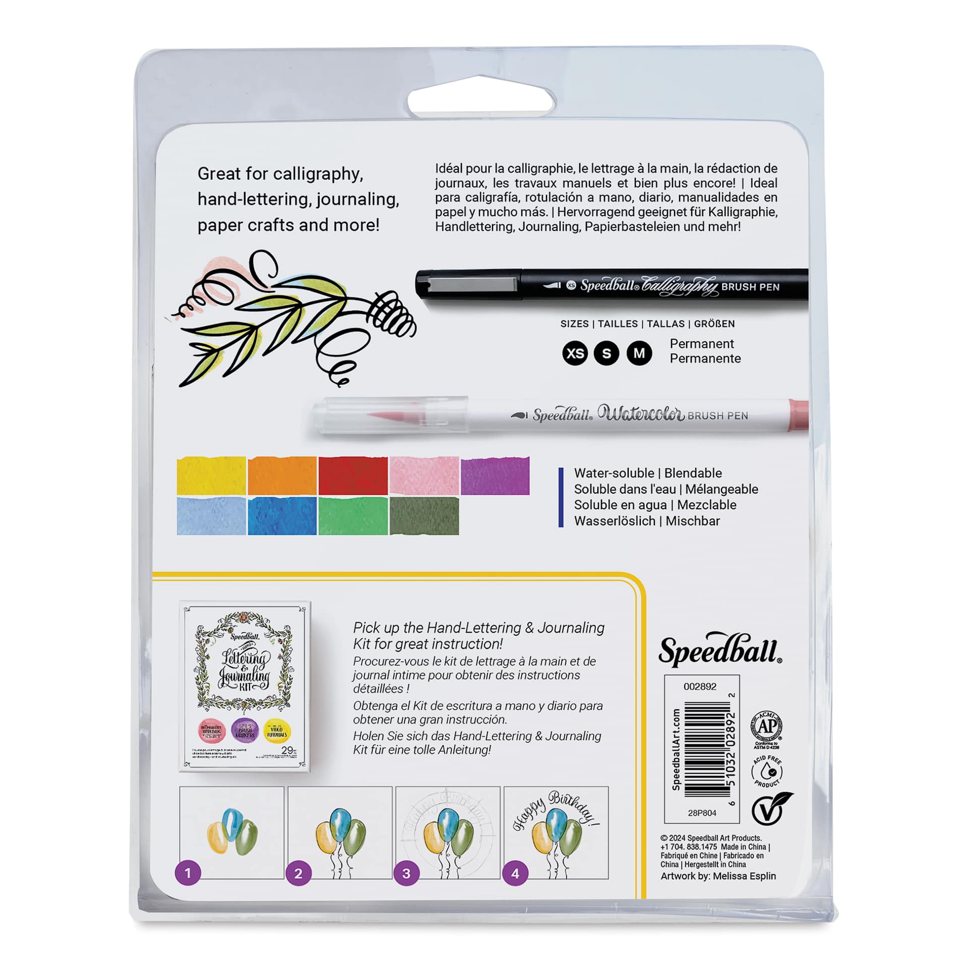 Speedball Hand Lettering Brush Markers - Set of 12 - back of packaging