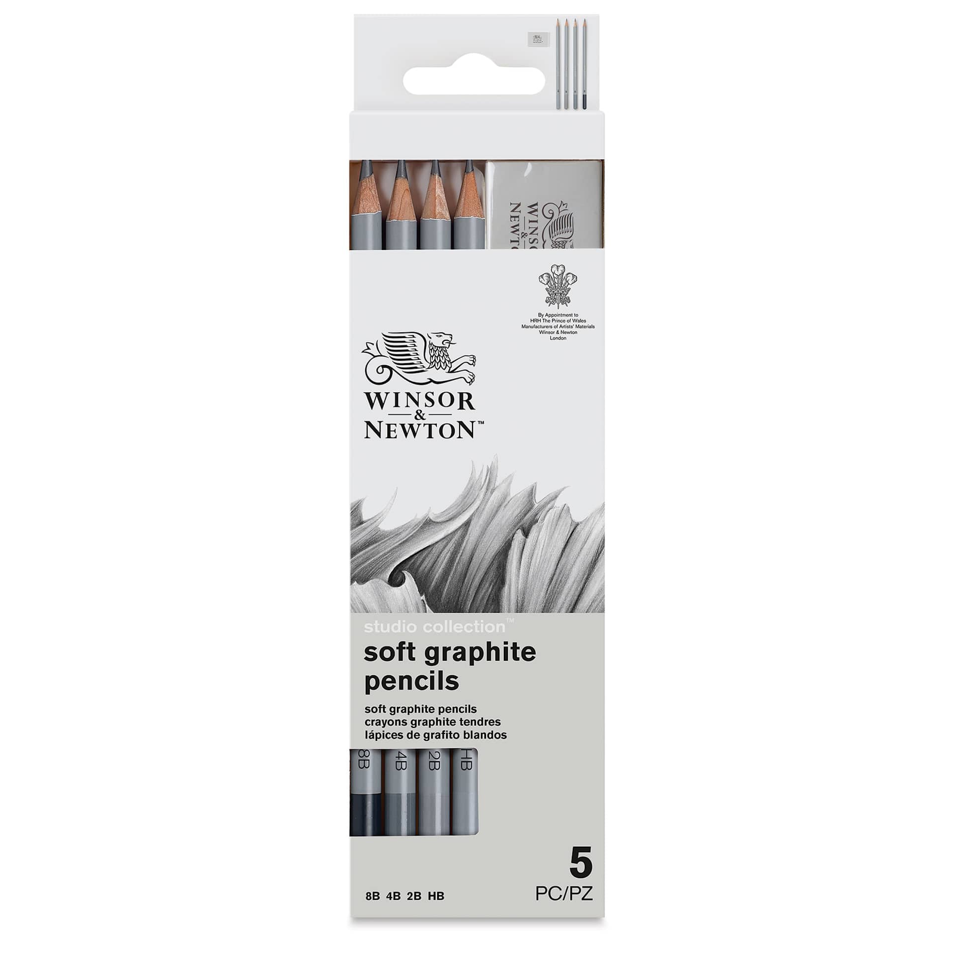Winsor & Newton Studio Collection Graphite Pencils - Set of 4 with Eraser, front of the packaging