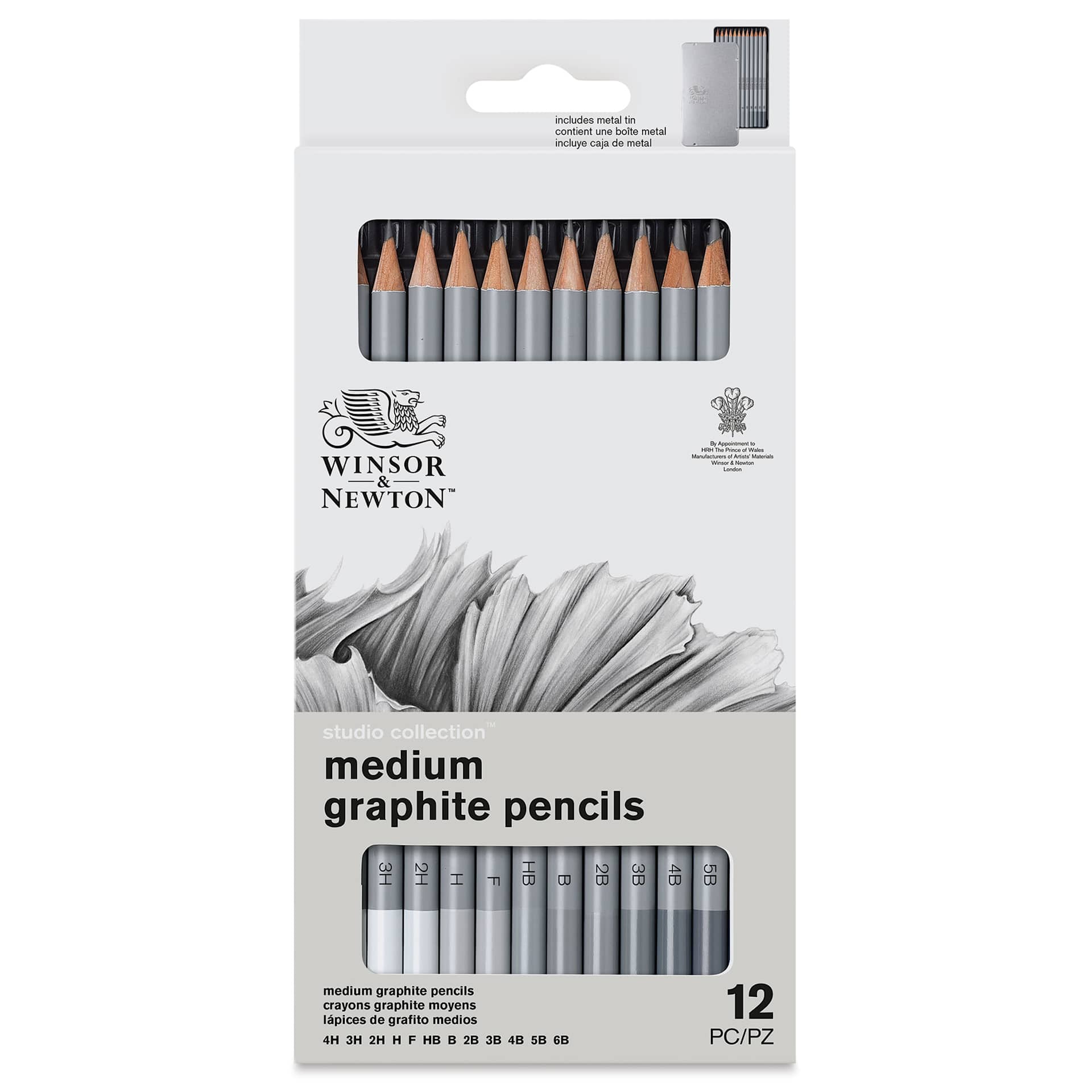 Winsor & Newton Studio Collection Graphite Pencils - Set of 12, Medium, front of the packaging