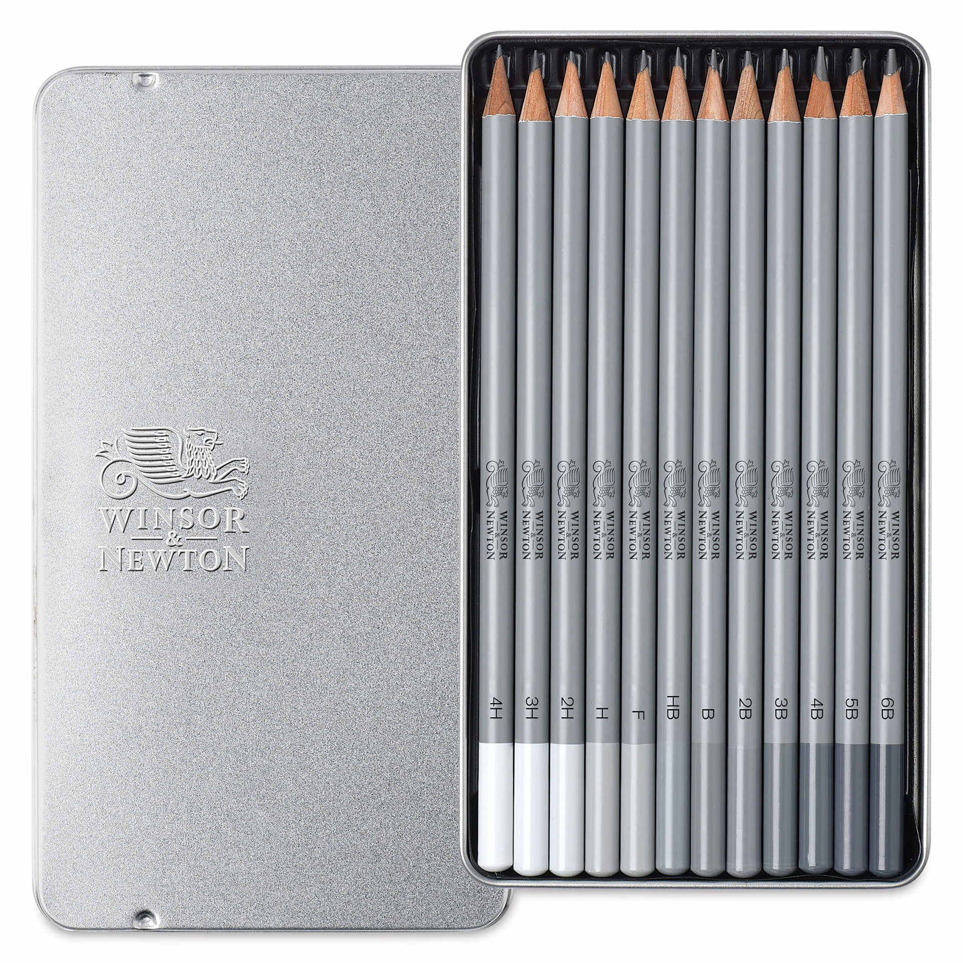 Winsor & Newton Studio Collection Graphite Pencils - Set of 12, Medium, pencils in tin case