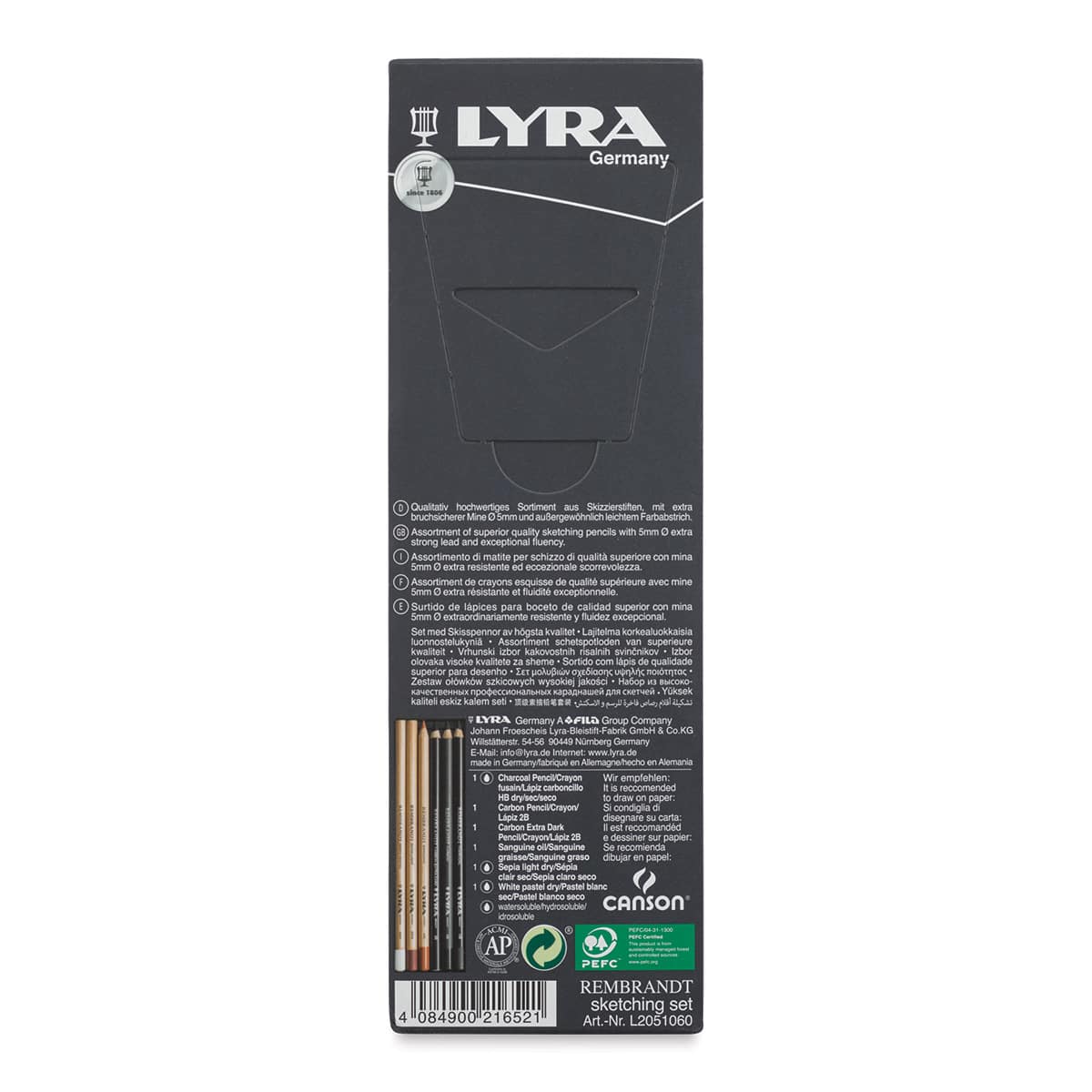 Lyra Rembrandt Sketching Set - Set of 6 (back of package)