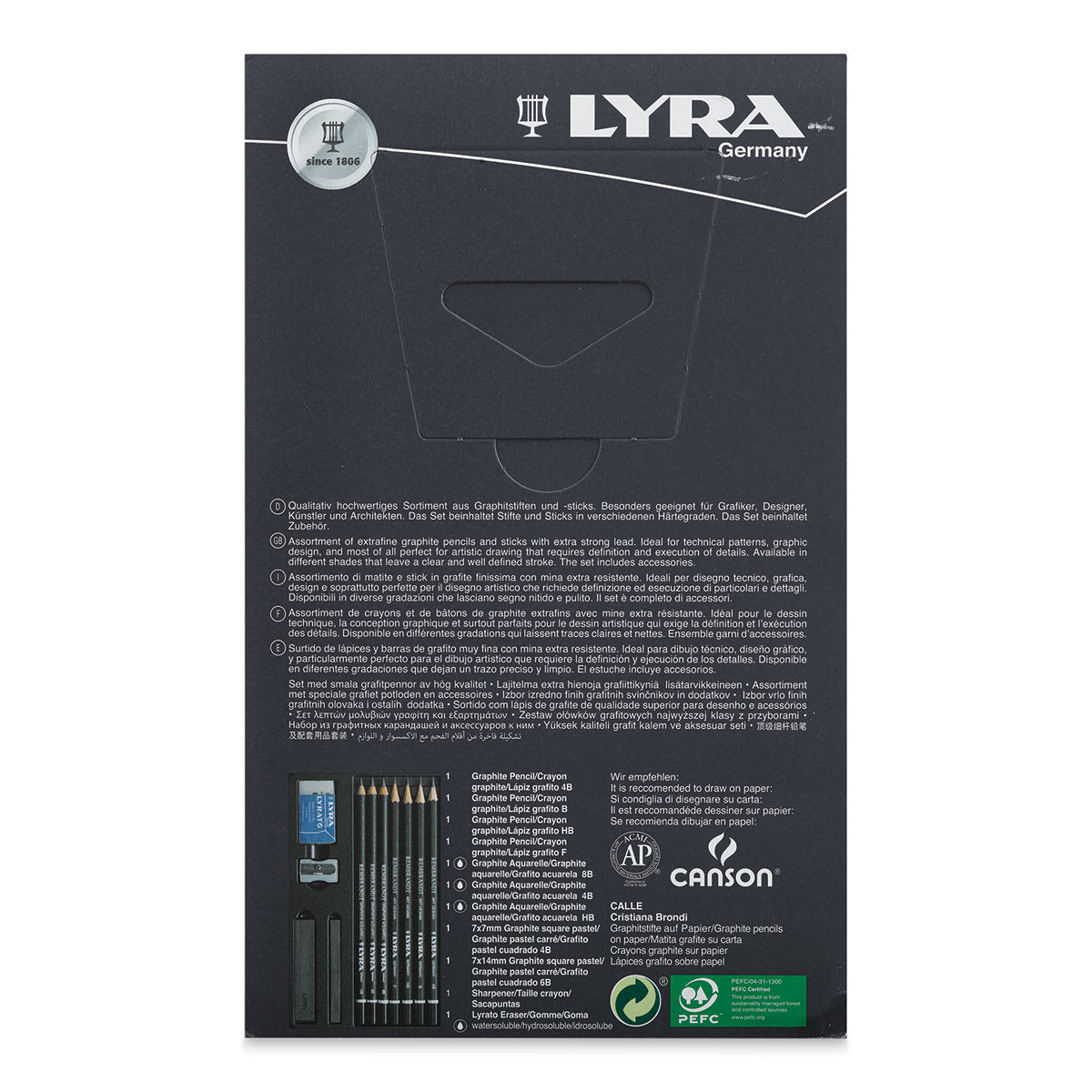Lyra Rembrandt Graphite Pencils - Set of 11 (back of package)