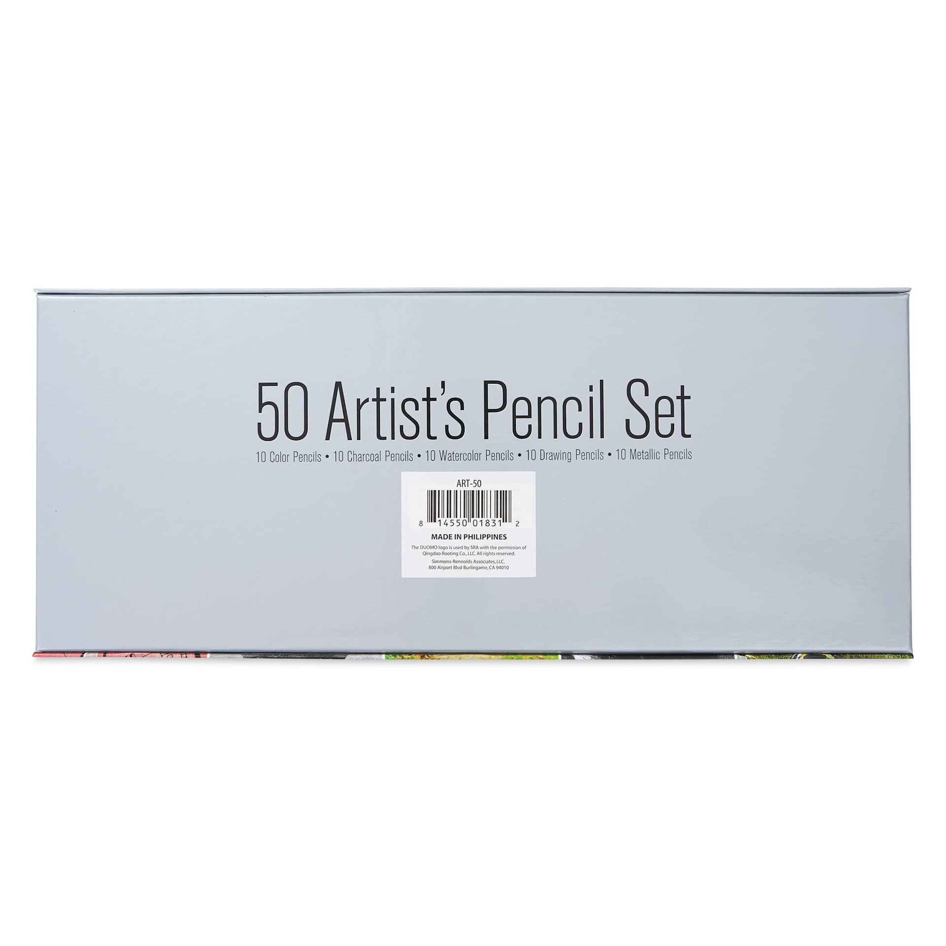 Duomo Artist's Mixed Media Pencils - Set of 50 (back of package)