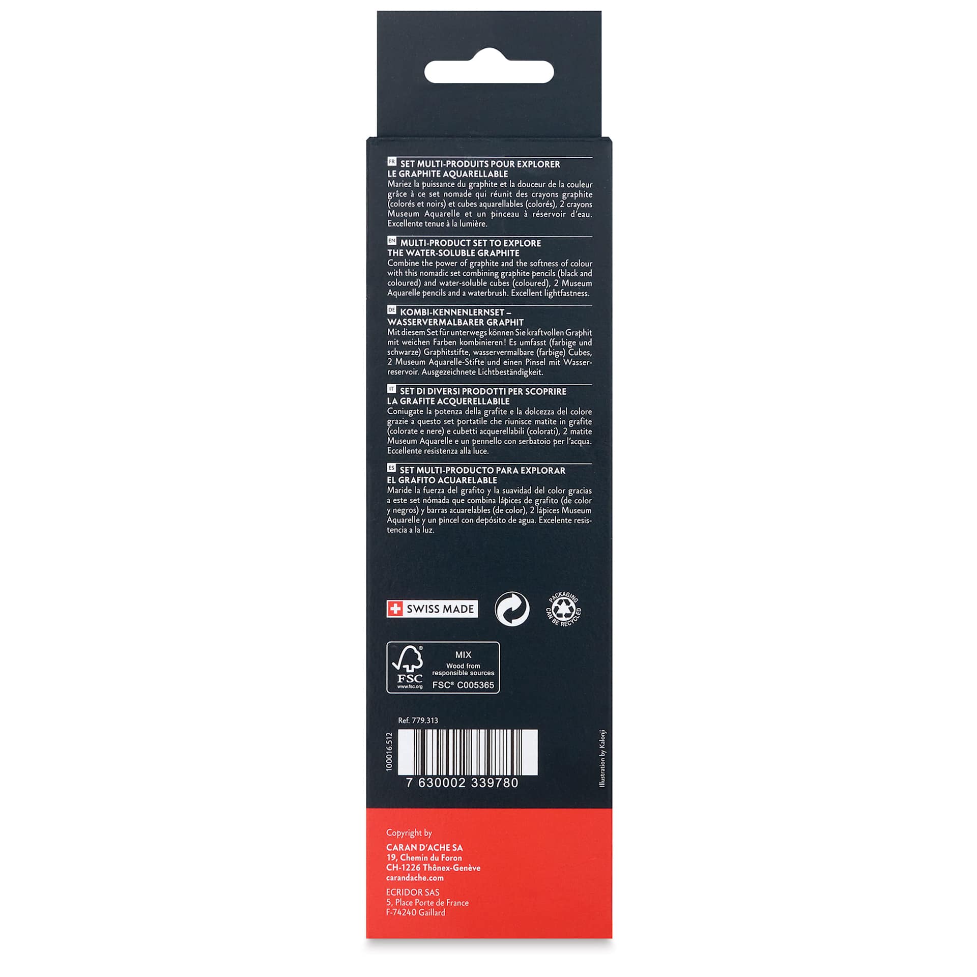 Caran d'Ache Graphite Line Multi-Techniques Water-Soluble Set (back of package)
