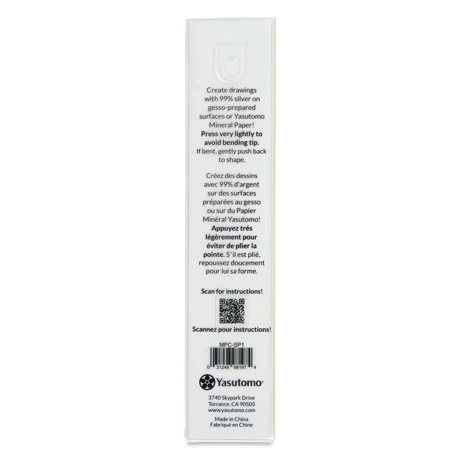 Yasutomo Silverpoint Drawing Tool - 1 mm back of package