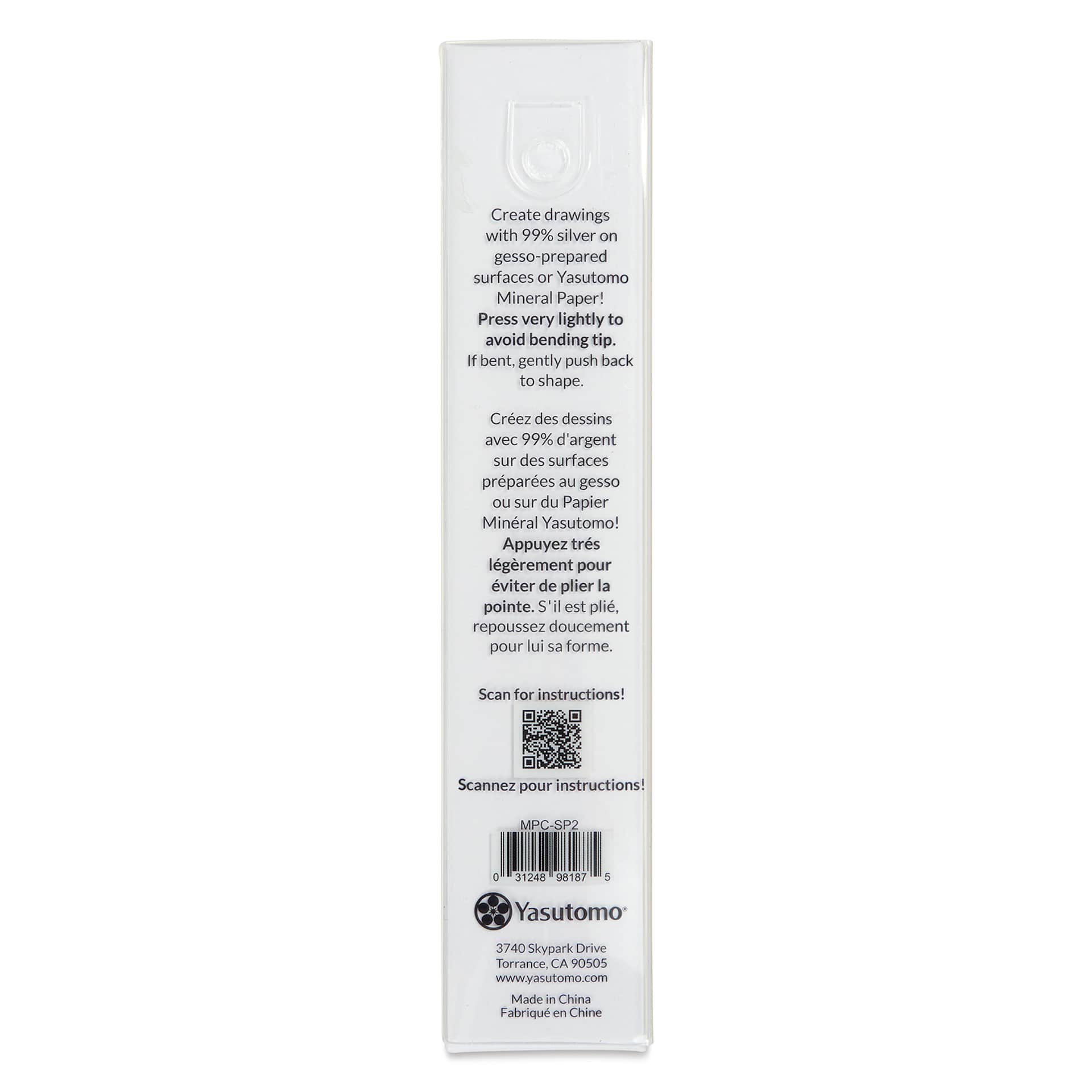 Yasutomo Silverpoint Drawing Tool - 2 mm back of package