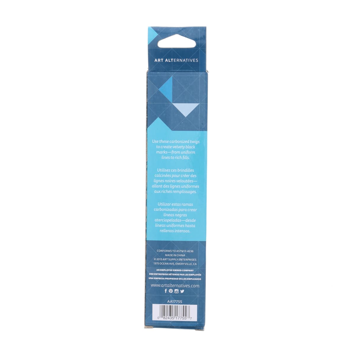 Art Alternatives Vine Charcoal - Set of 6, Hard back of packaging