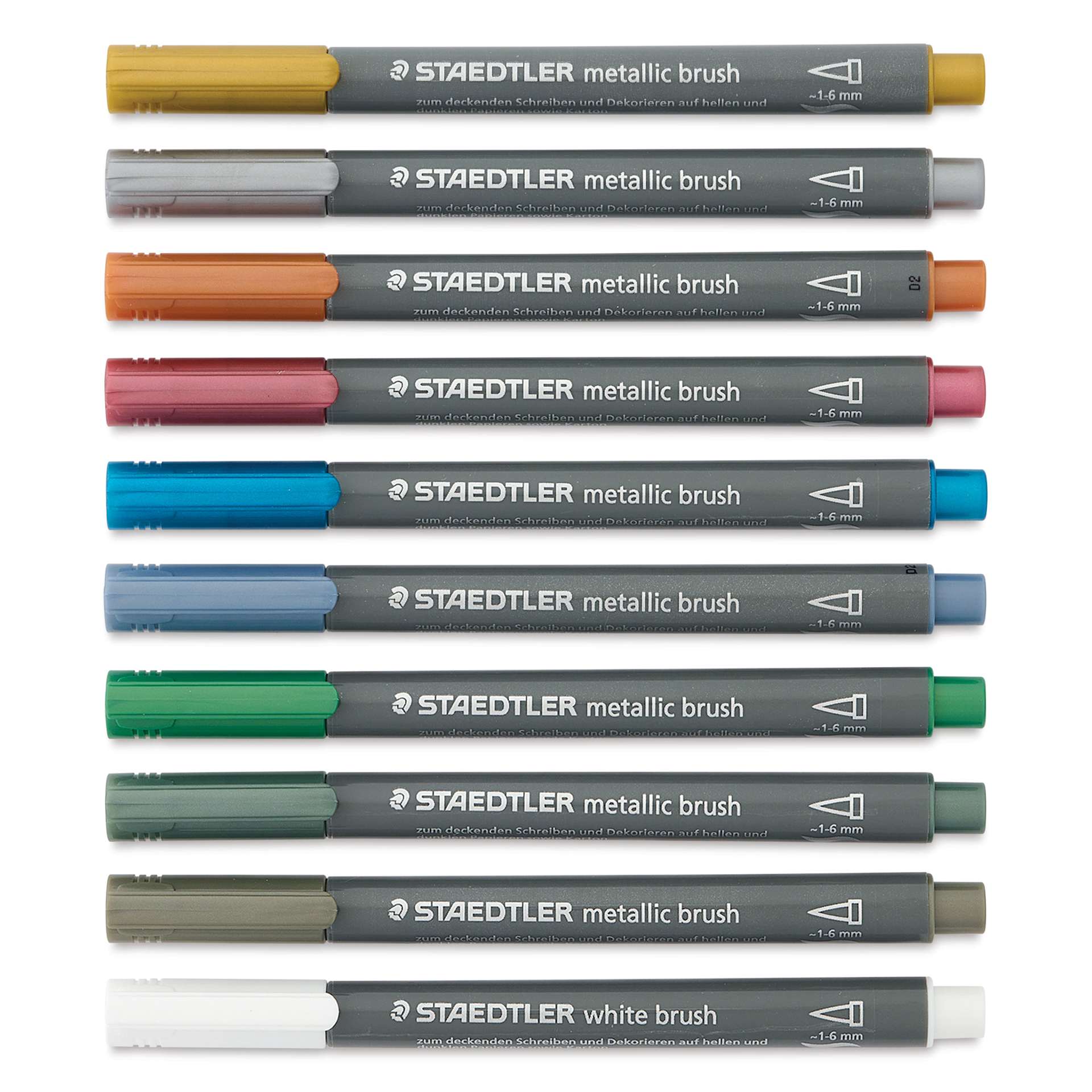 Staedtler Metallic Marker Set - Set of 10, Brush Nib, caps on