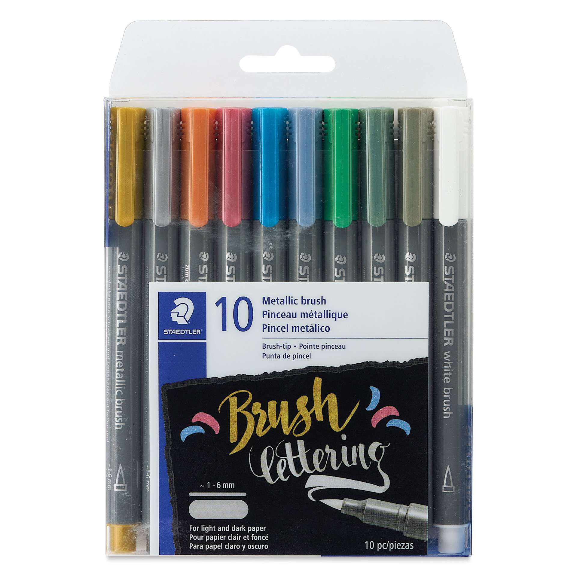 Staedtler Metallic Marker Set - Set of 10, Brush Nib, front of packaging