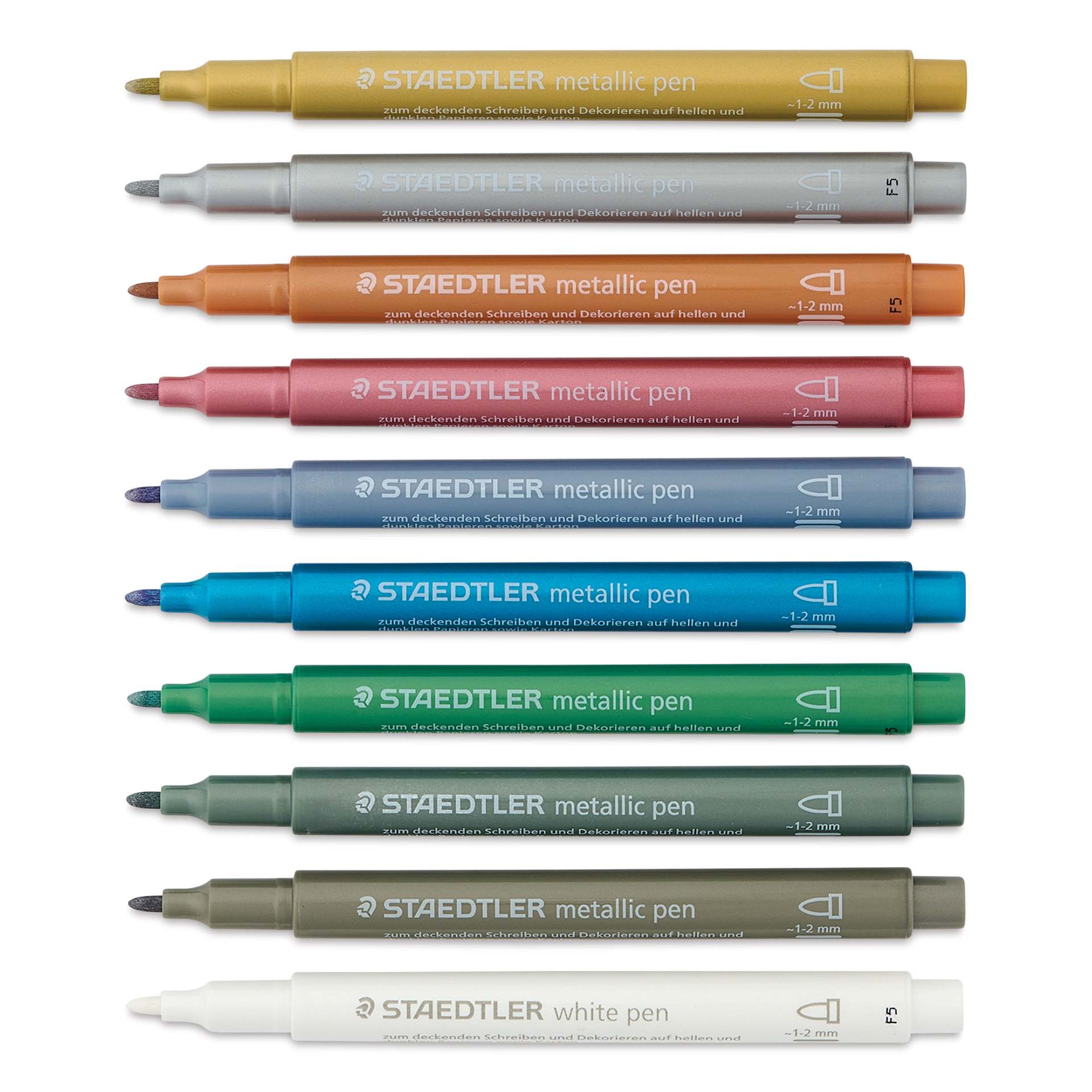 Staedtler Metallic Marker Set - Set of 10, Bullet Nib, caps off
