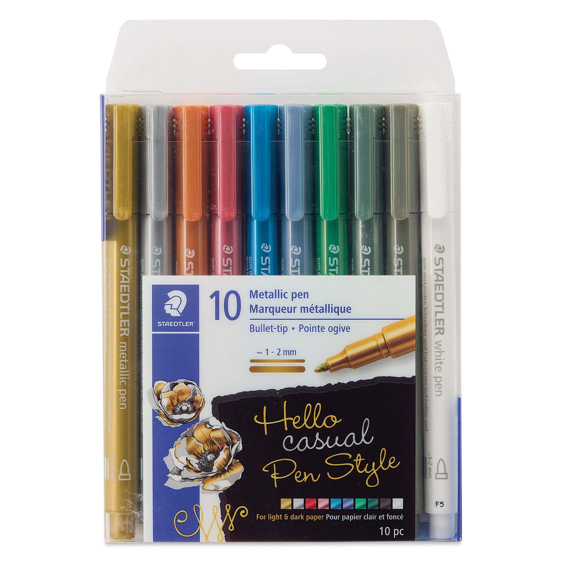 Staedtler Metallic Marker Set - Set of 10, Bullet Nib, front of packaging