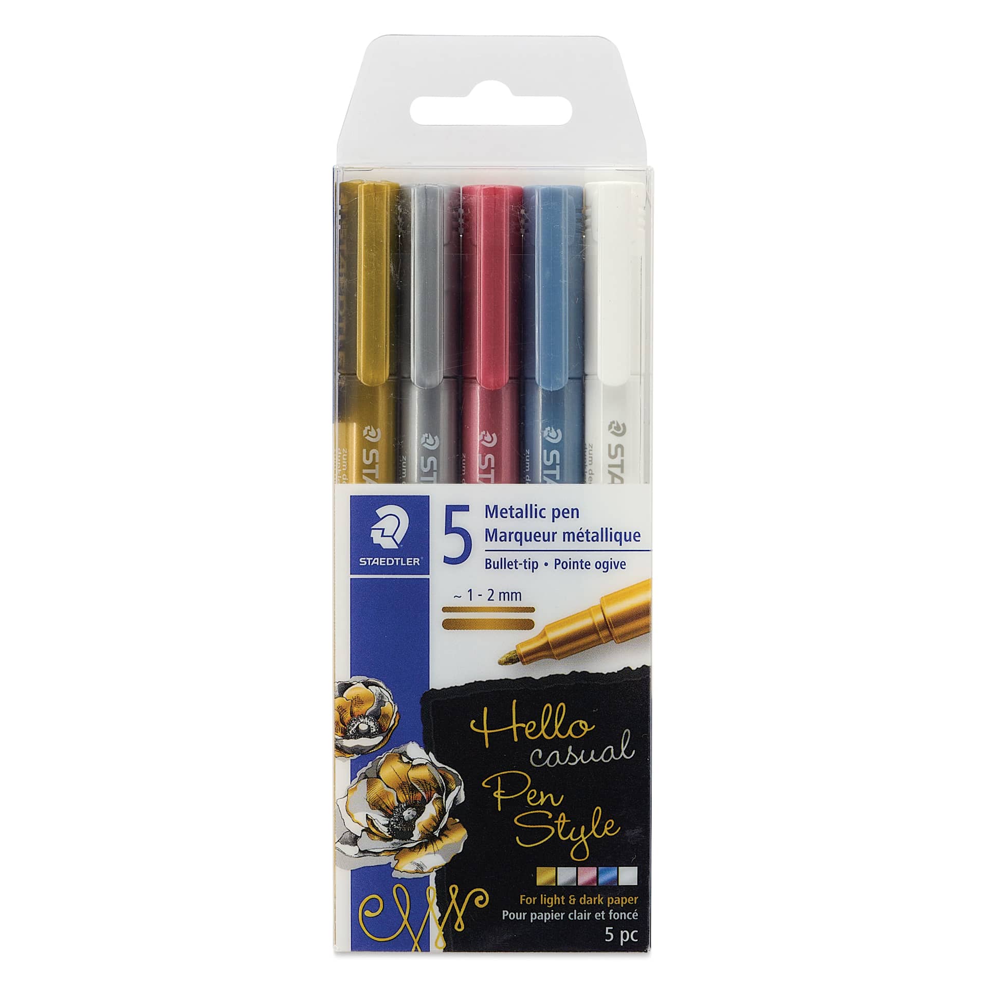 Staedtler Metallic Marker Set - Set of 5, Bullet Nib, front of packaging
