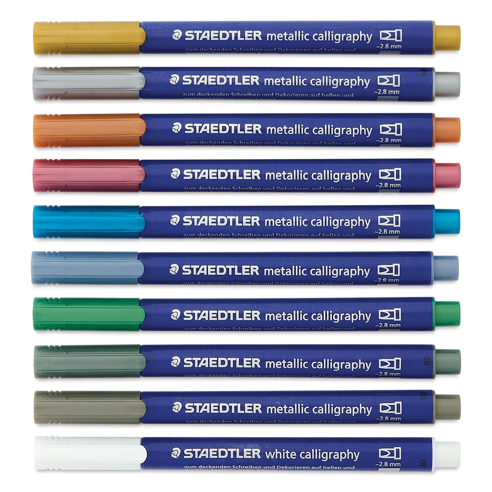 Staedtler Metallic Marker Set - Set of 10, Calligraphy Nib, caps on