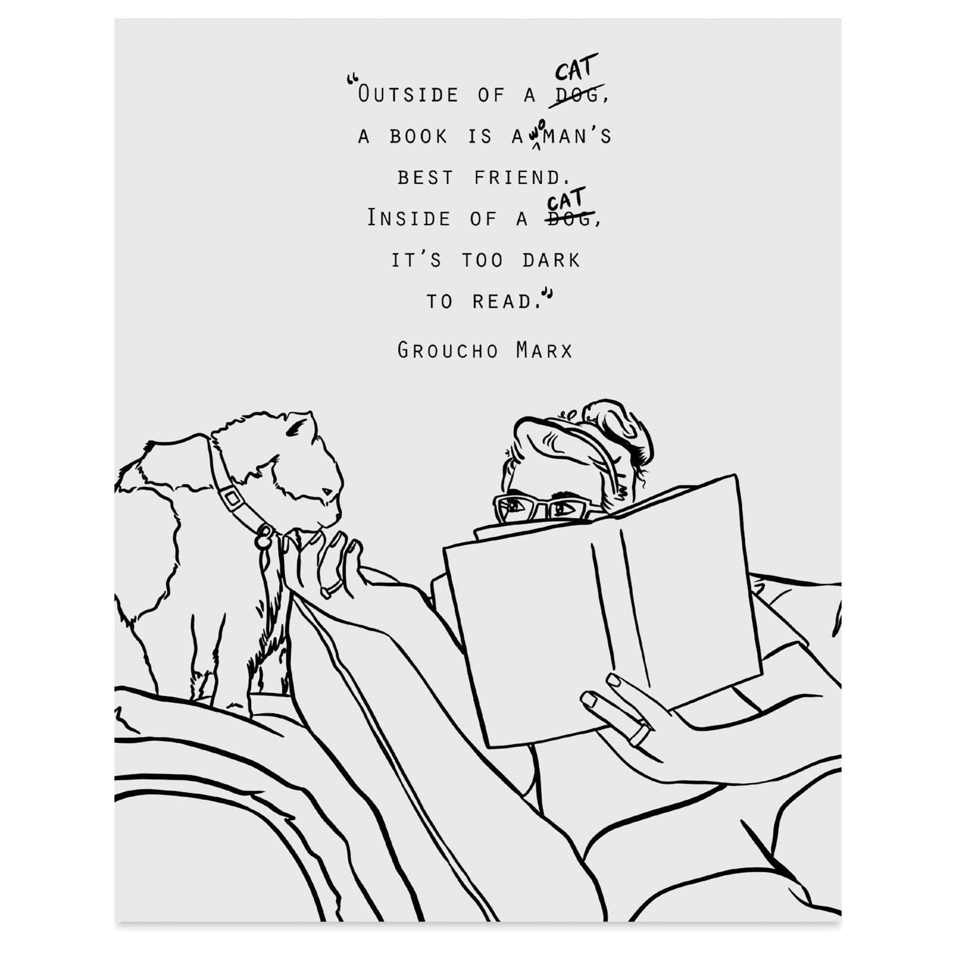 Women Reading with Cats Coloring & Activity Book - Paperback, 128 Pages, cat on couch arm