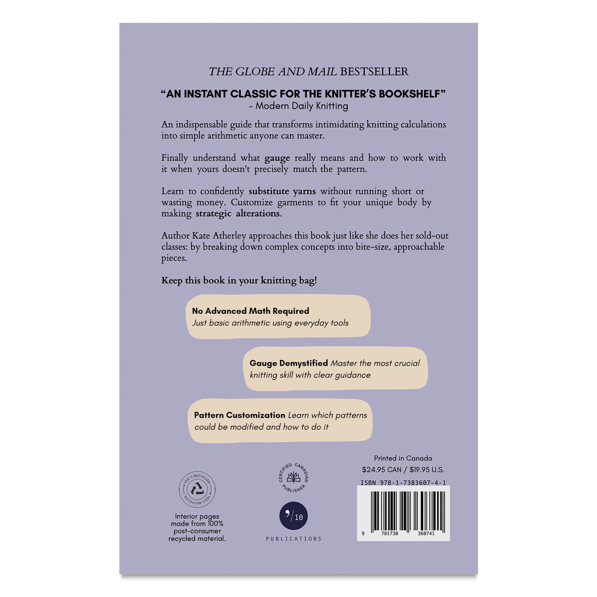 Math for Knitters - Paperback, 184 Pages, back cover