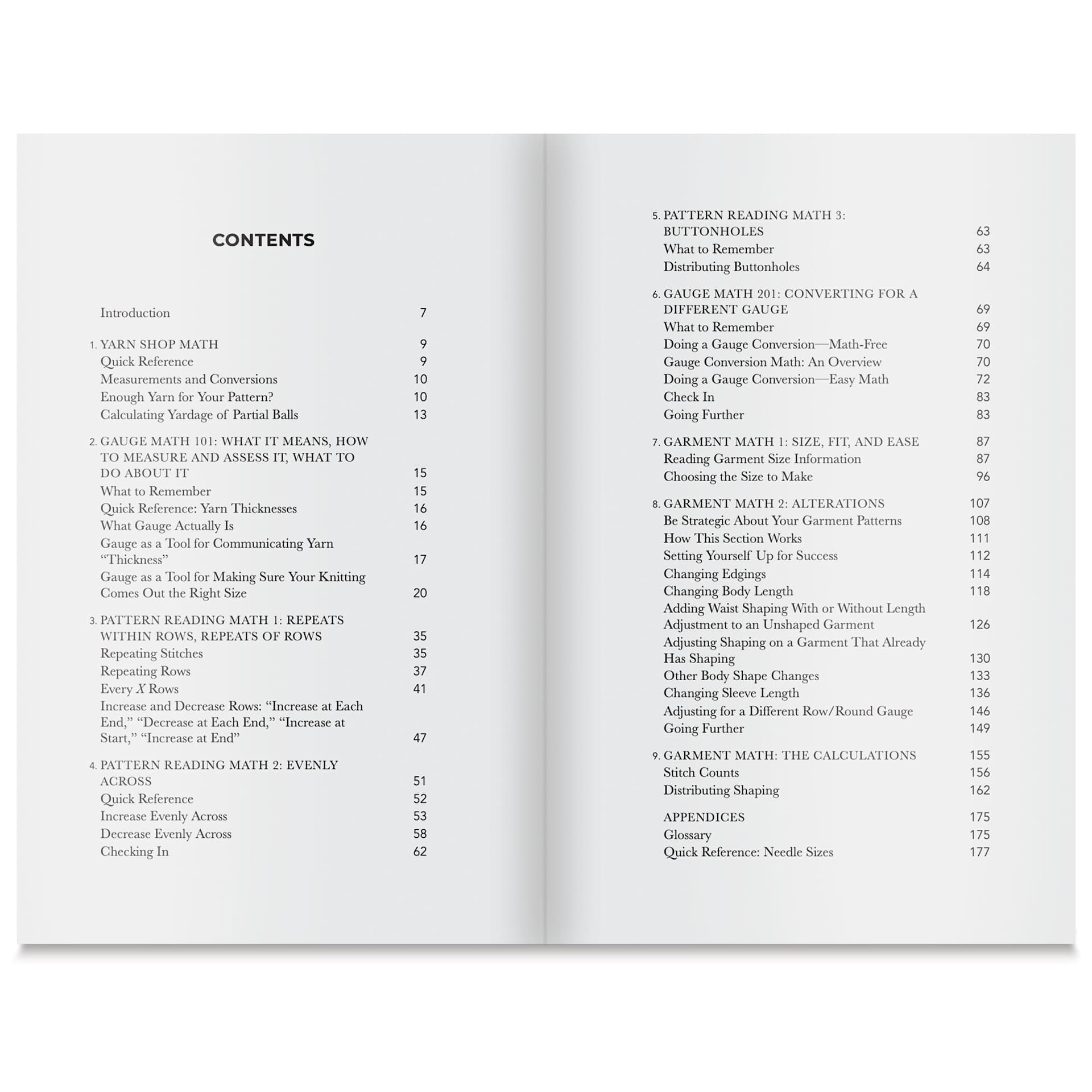 Math for Knitters - Paperback, 184 Pages, table of contents