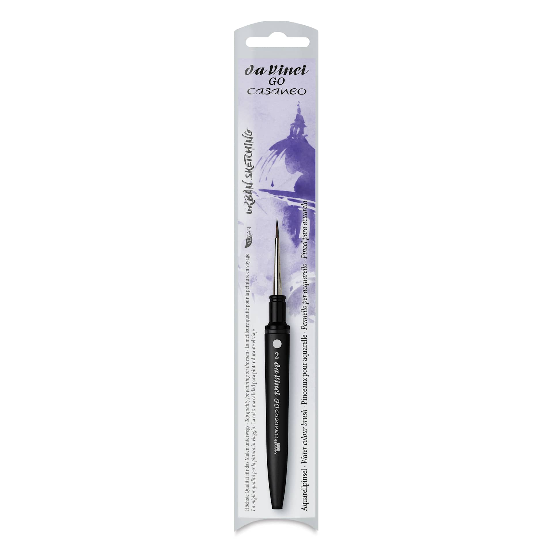 Da Vinci Go Casaneo Travel Brush - Round, Size 2, front of packaging