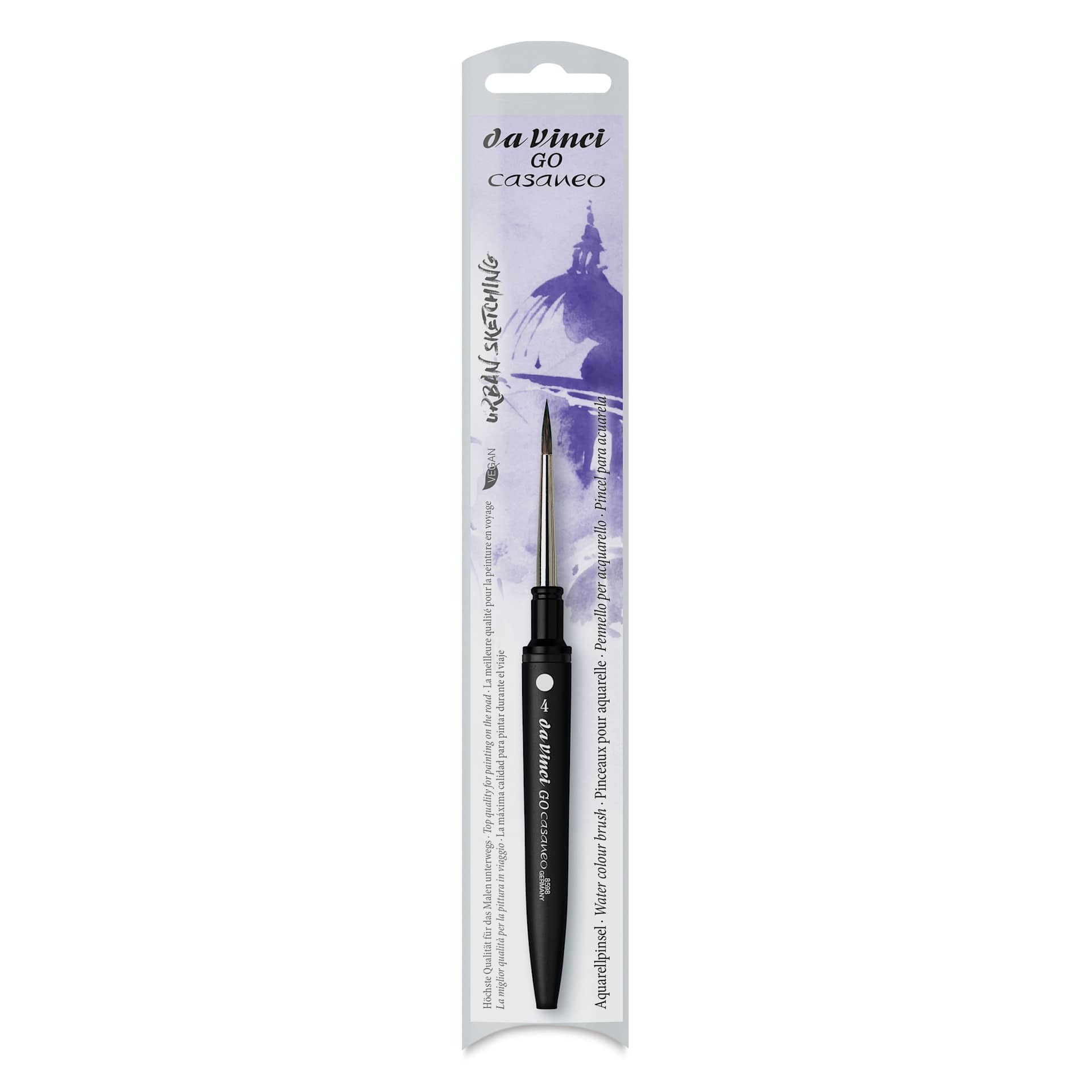 Da Vinci Go Casaneo Travel Brush - Round, Size 4, front of packaging