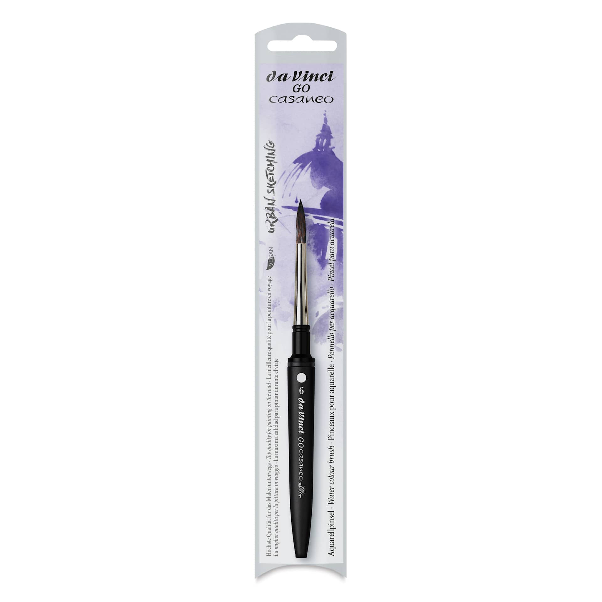 Da Vinci Go Casaneo Travel Brush - Round, Size 6, front of packaging 