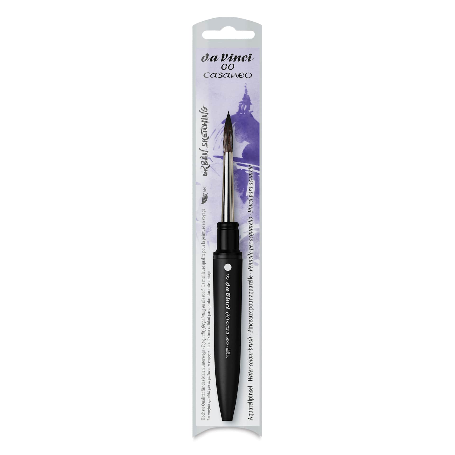Da Vinci Go Casaneo Travel Brush - Round, Size 8, front of packaging