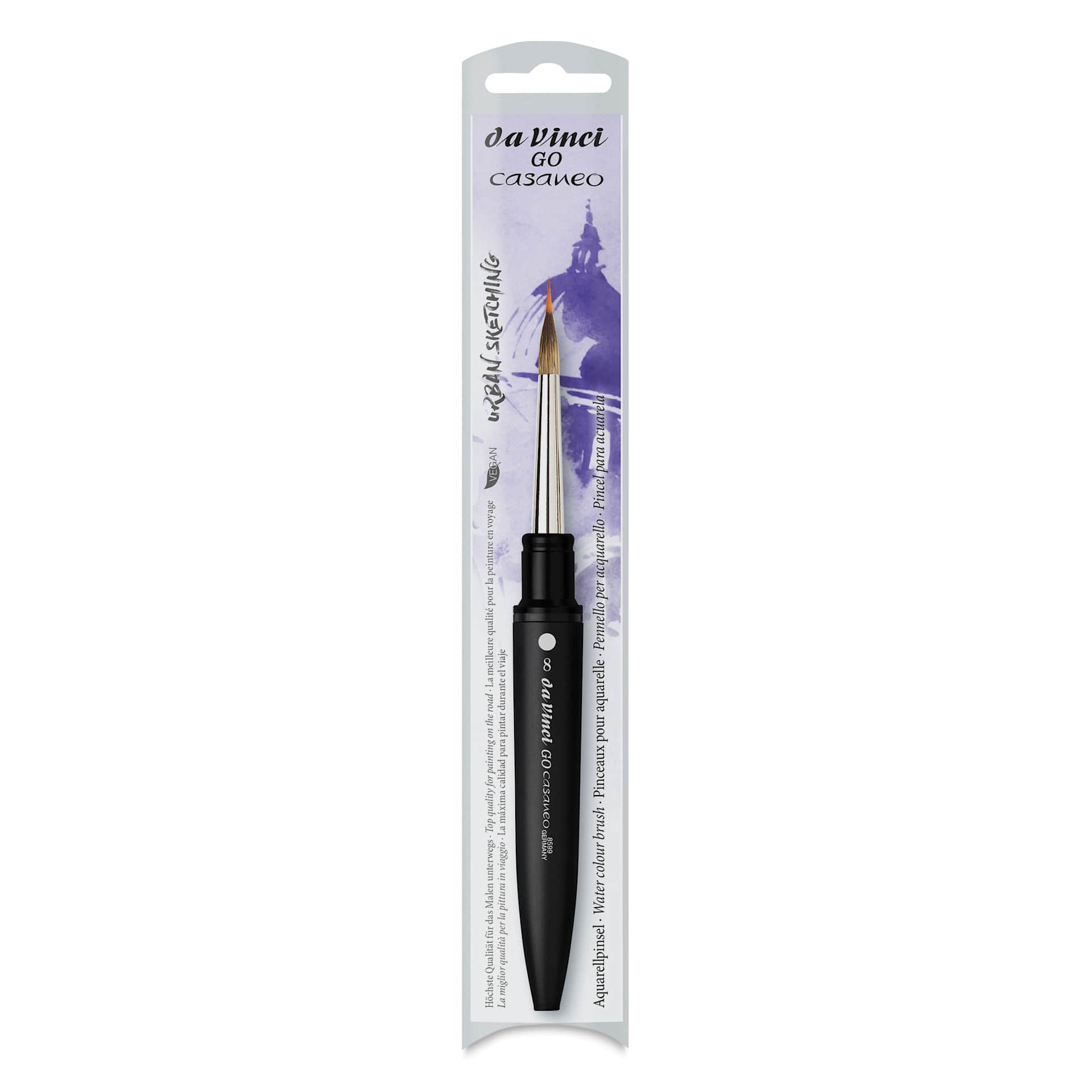 Da Vinci Go Casaneo Travel Brush - Inlaid Liner, Size 8, front of packaging