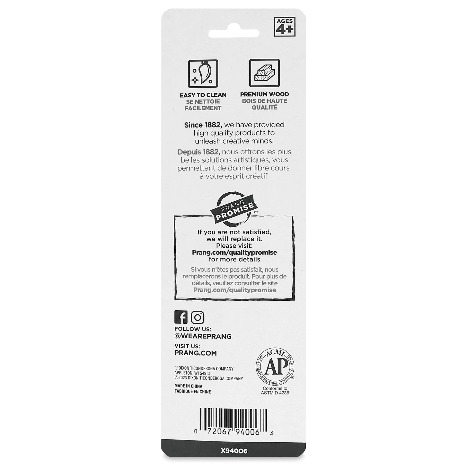 Prang Hobby Paint Brushes - Set of 4, back of packaging