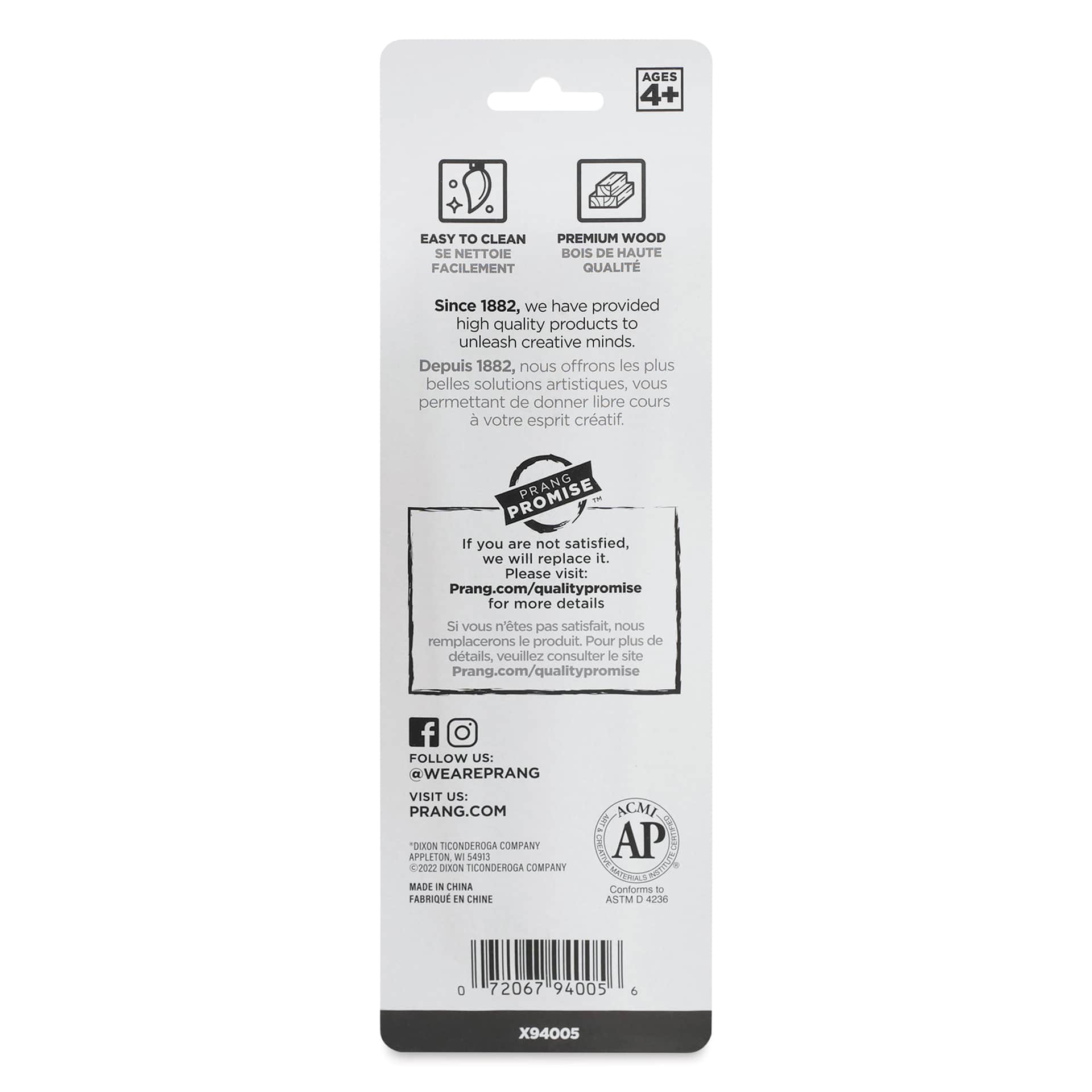 Prang Hobby Paint Brushes - Set of 5, back of packaging